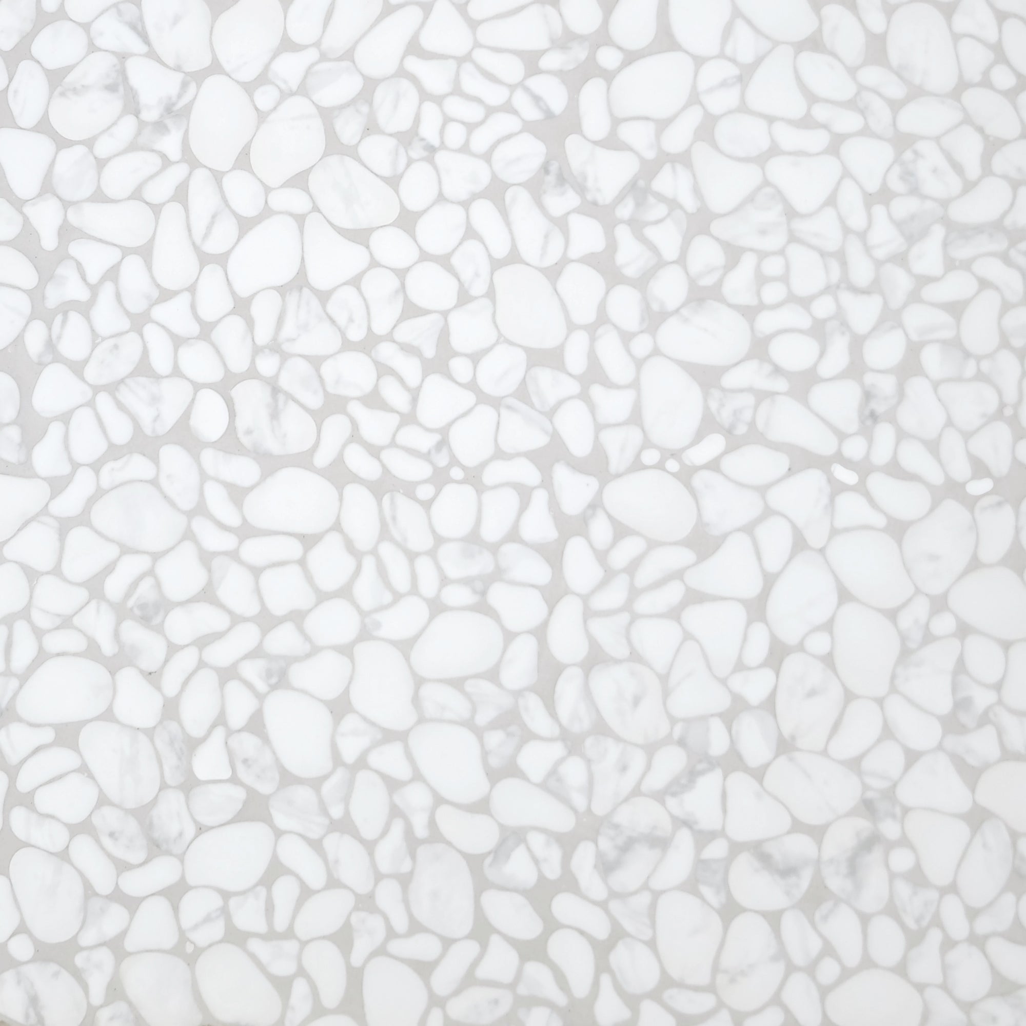 Pebble White Calacatta Recycled Glass Floor and Wall Mosaic Tile