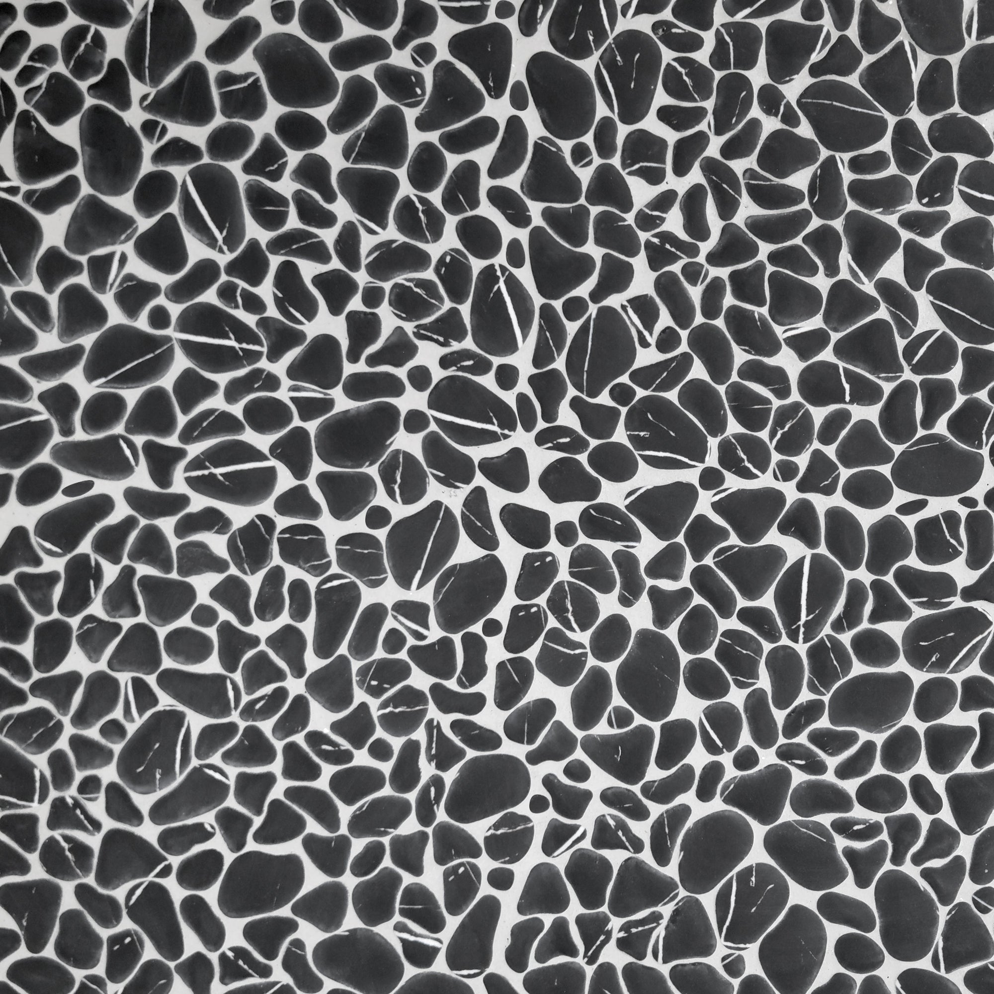 Pebble Black Marquina Recycled Glass Floor and Wall Mosaic Tile
