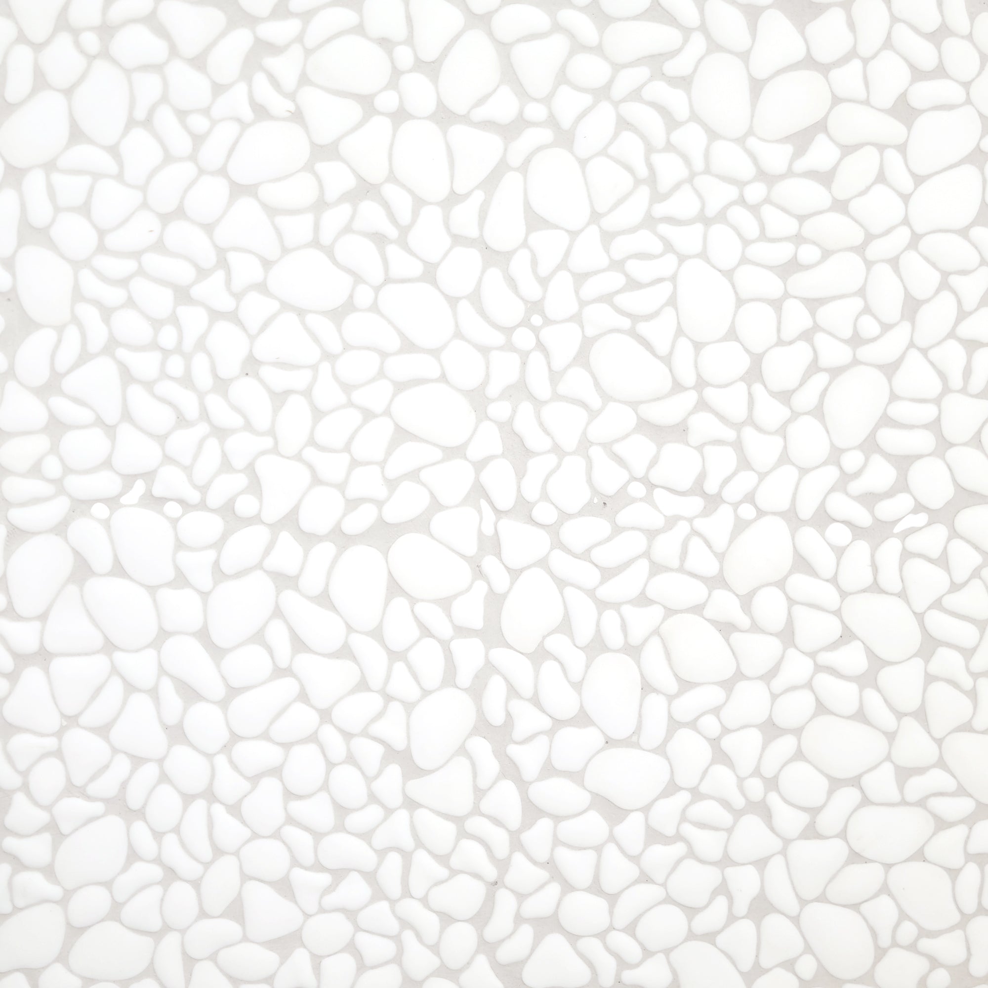 Pebble White Recycled Glass Floor and Wall Mosaic Tile