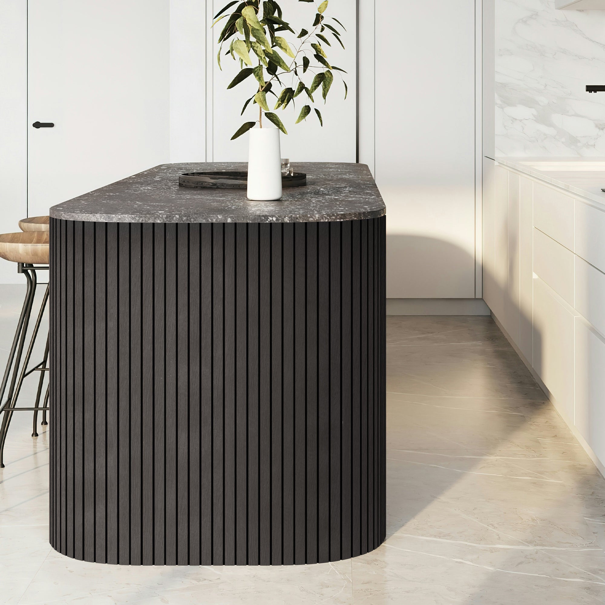 Black Grey Oak Wood Slat Acoustic Panels Decorative Wall Paneling