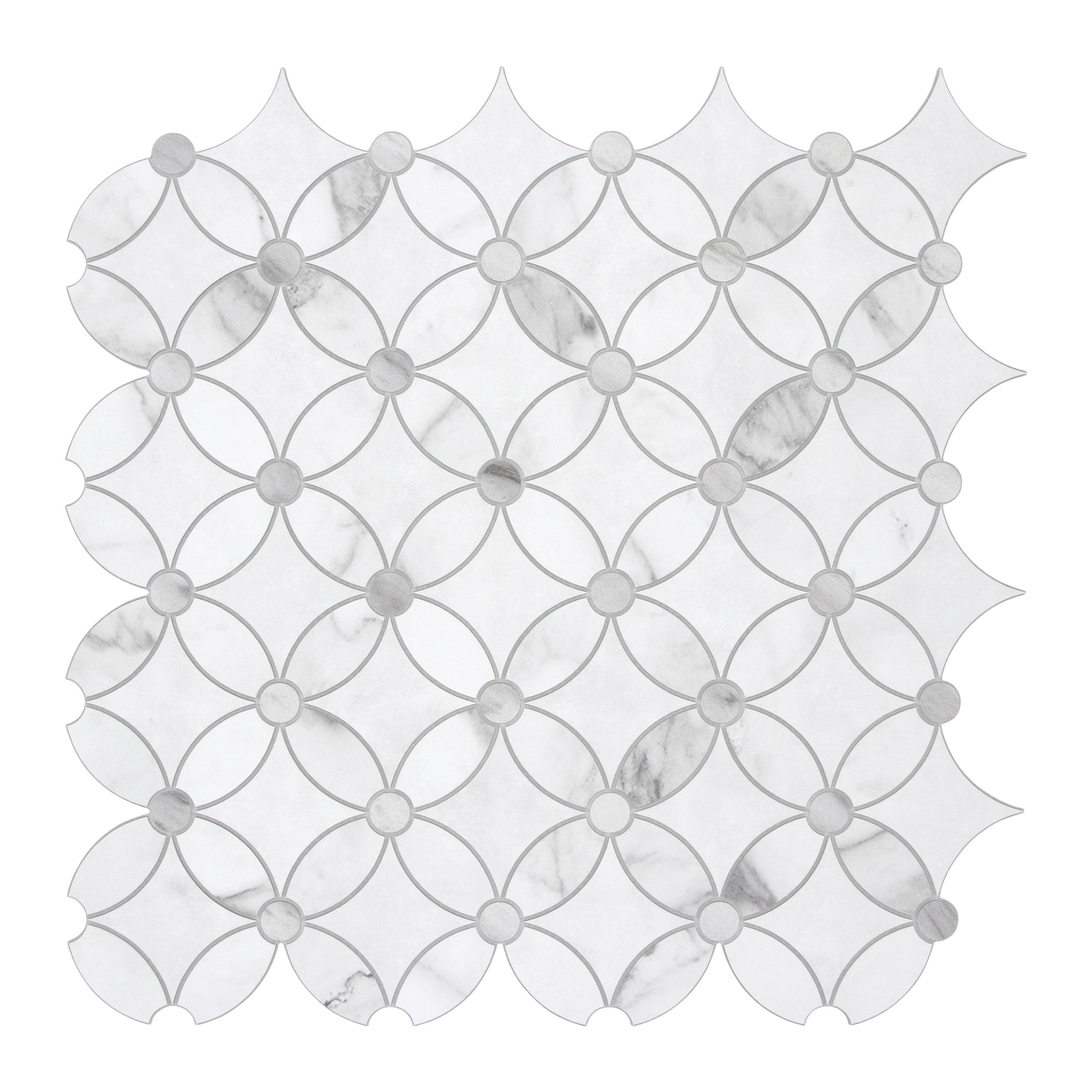 Carrara White Coin Waterjet Peel and Stick Backsplash Tile