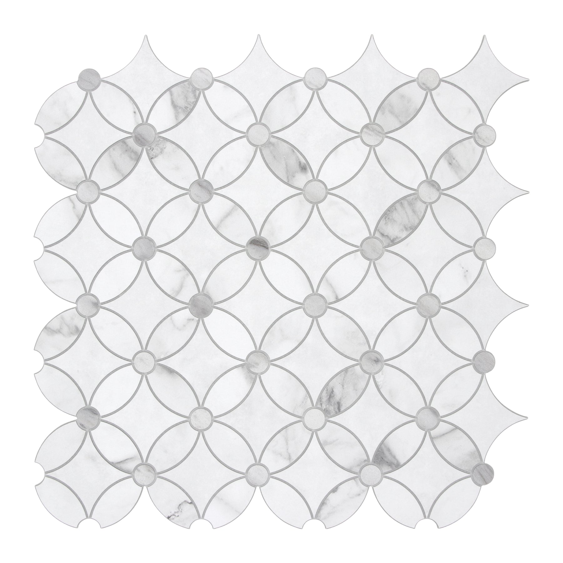 Carrara White Coin Waterjet Peel and Stick Backsplash Tile
