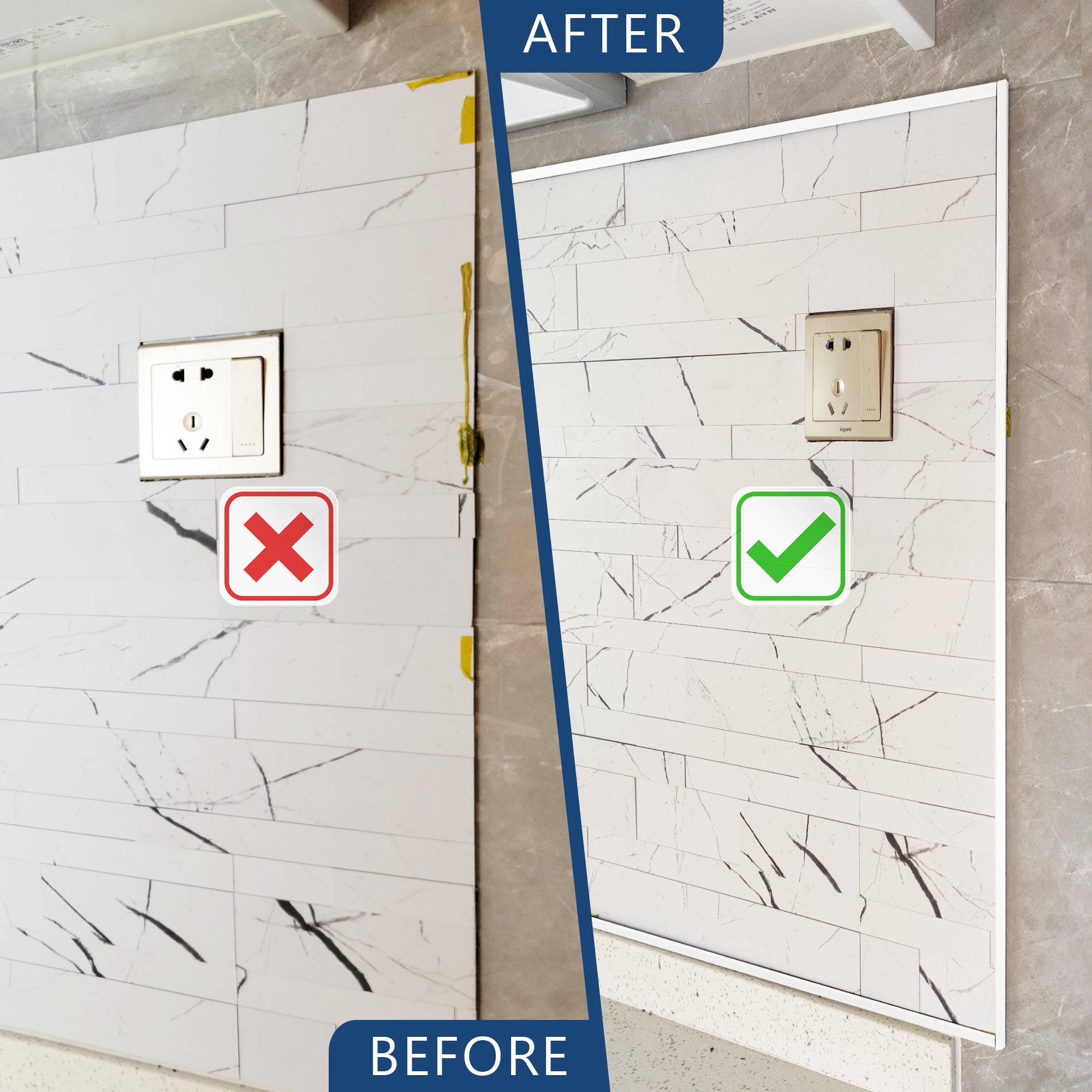 10 Pieces Aluminium Peel and Stick Backsplash Trim, 36Inch Milky White
