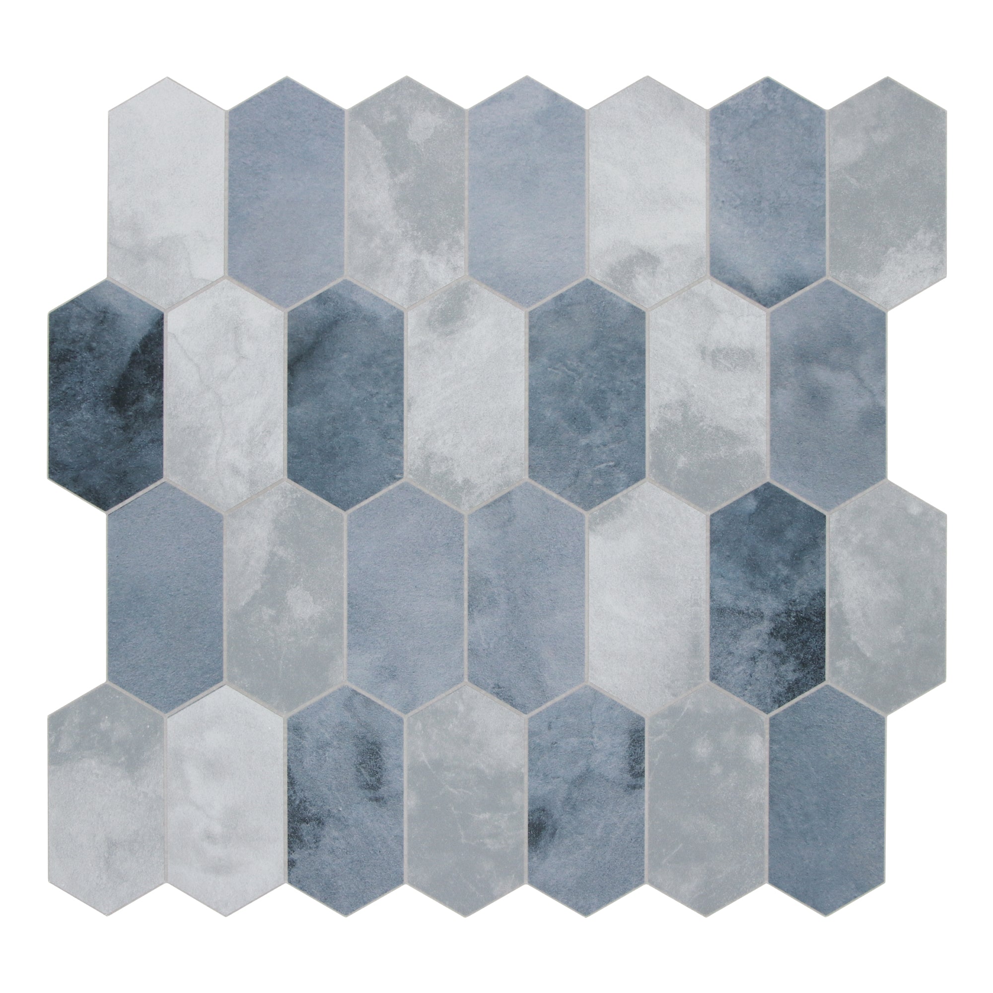 Small Picket Cement Blue Peel and Stick Tile