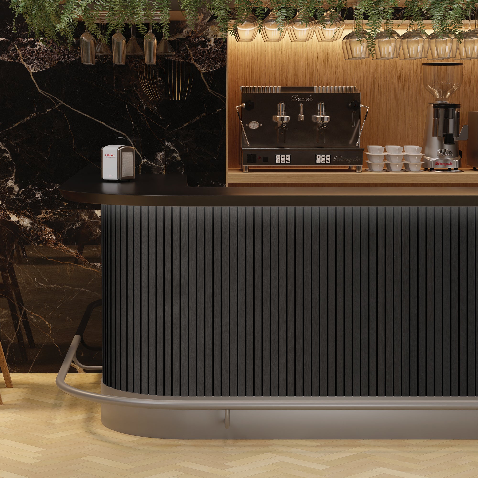 Black Grey Oak Wood Slat Acoustic Panels Decorative Wall Paneling