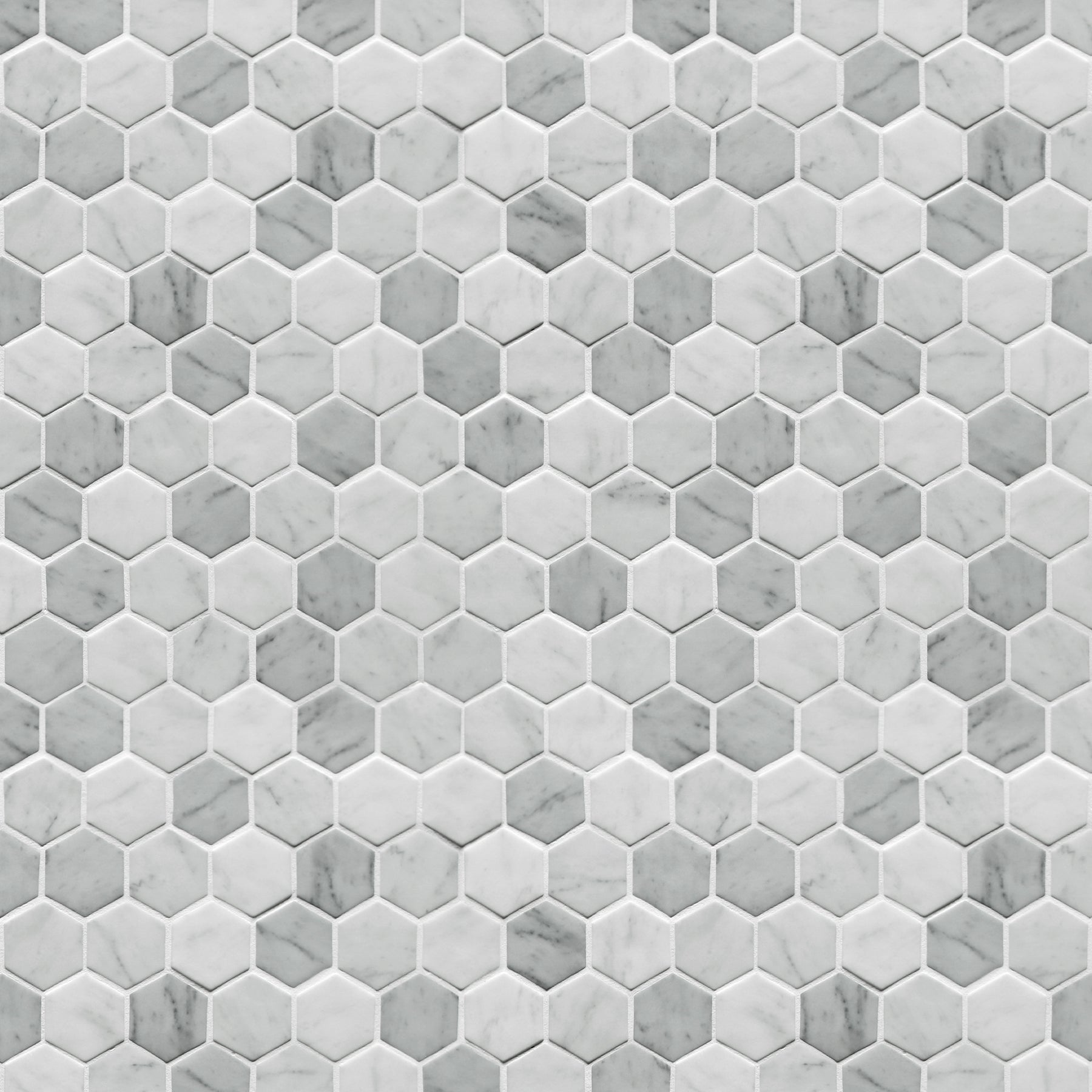 White Carrara 11.7" x 10.2" Hexagon Recycled Glass Floor And Wall Mosaic Tile