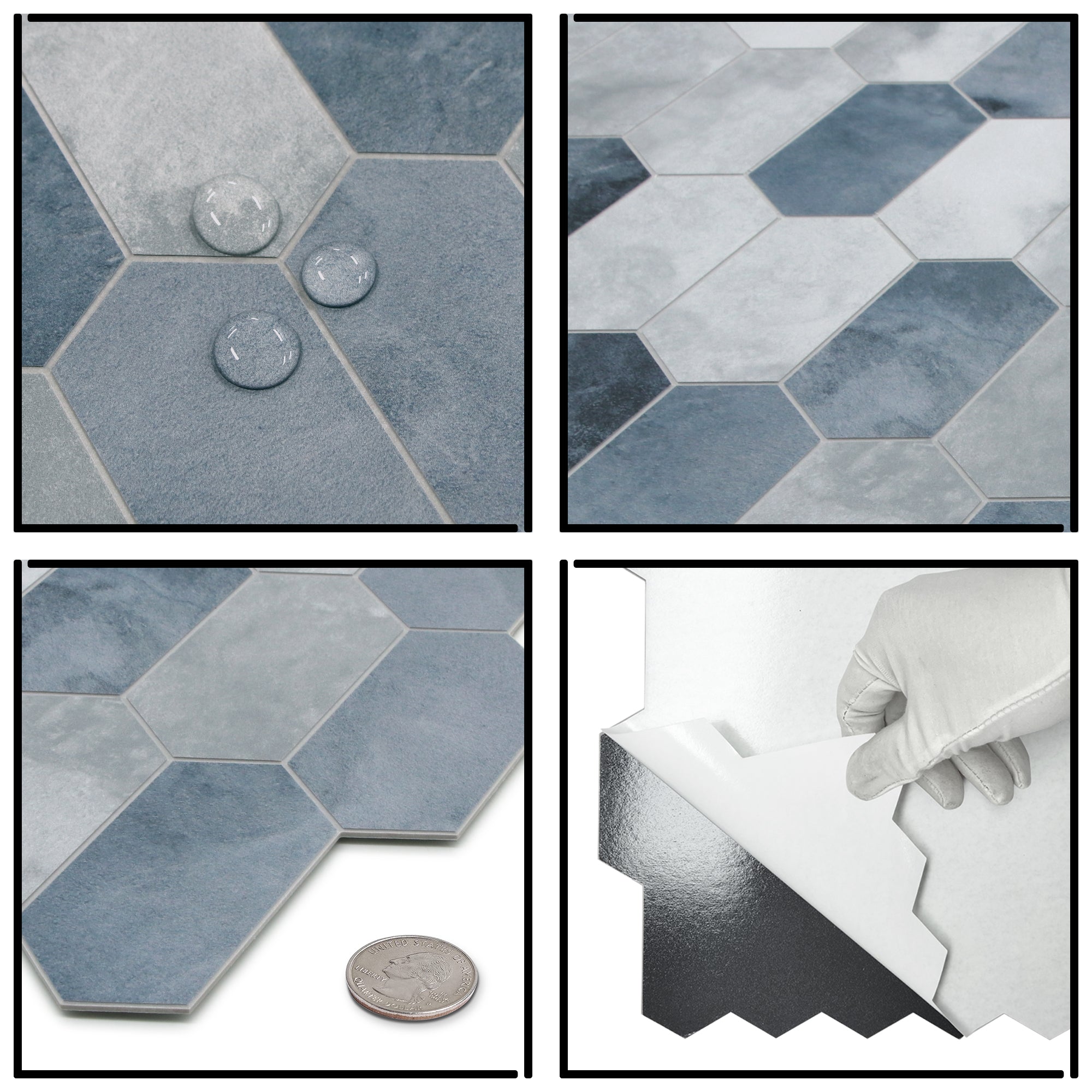 Small Picket Cement Blue Peel and Stick Tile