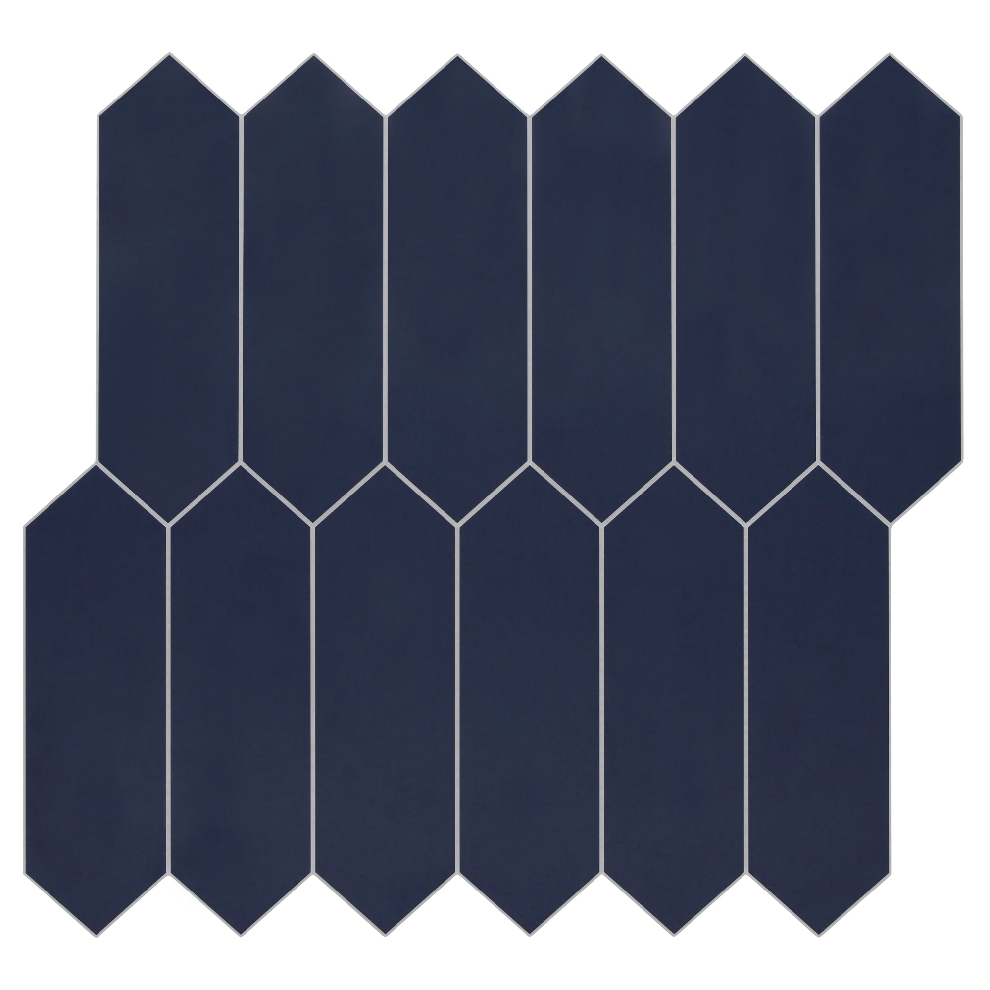 Navy Blue Picket Long Hexagon Peel and Stick Tile