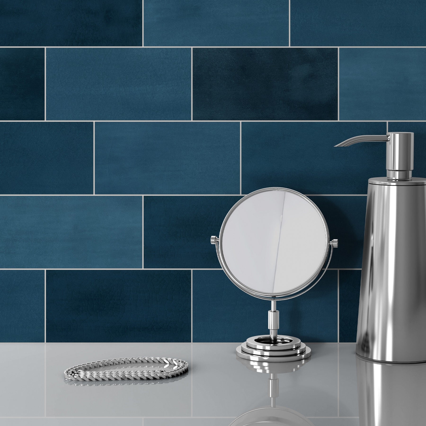 3x6" Blue Subway Peel and Stick Backsplash Tile