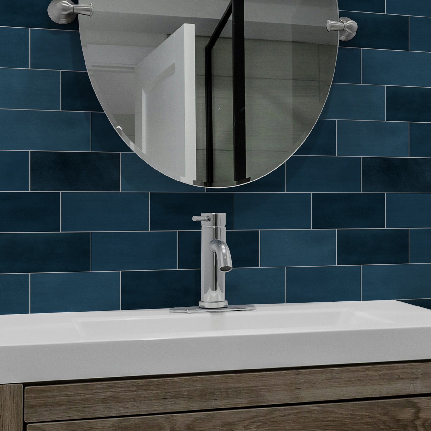 3x6" Blue Subway Peel and Stick Backsplash Tile