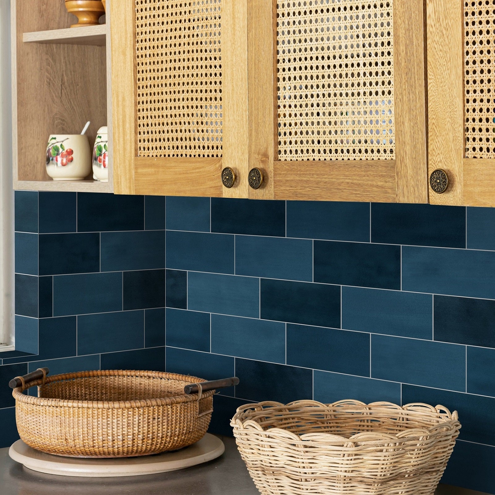 3x6" Blue Subway Peel and Stick Backsplash Tile