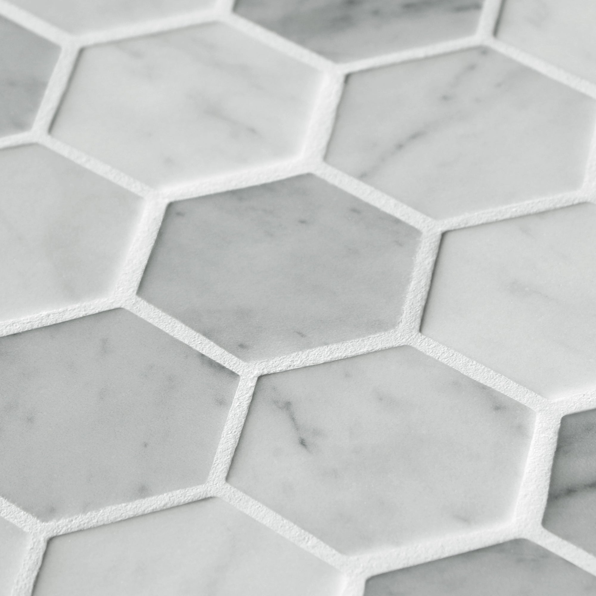 White Carrara Hexagon Recycled Glass Floor and Wall Mosaic Tile