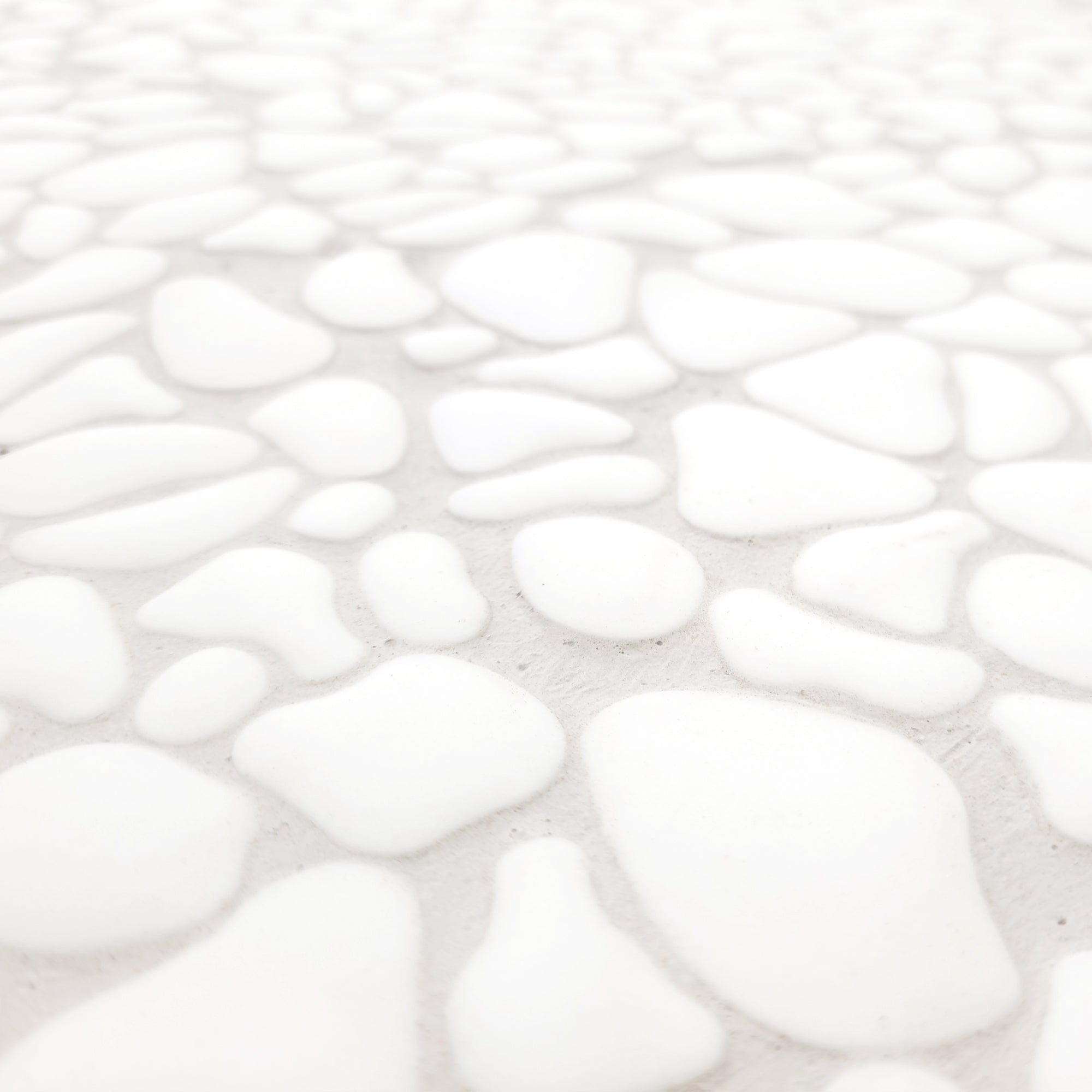 Pebble White Recycled Glass Floor and Wall Mosaic Tile