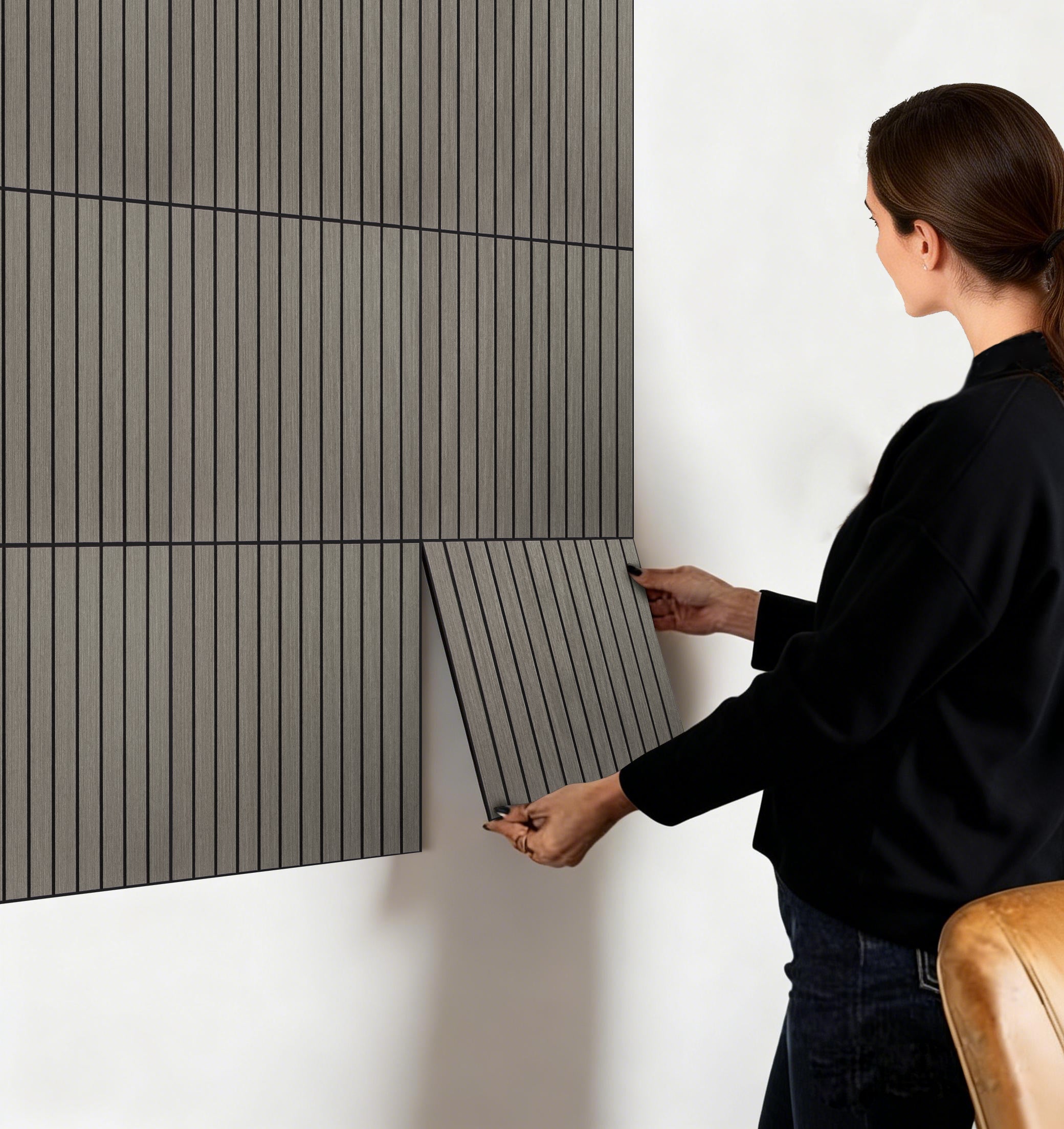 Gray PET Peel and Stick Acoustic Wall Paneling