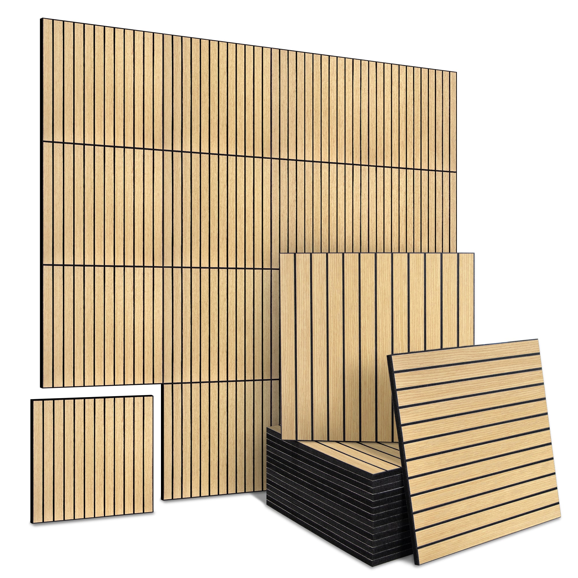 Natural Oak PET Peel and Stick Acoustic Wall Paneling