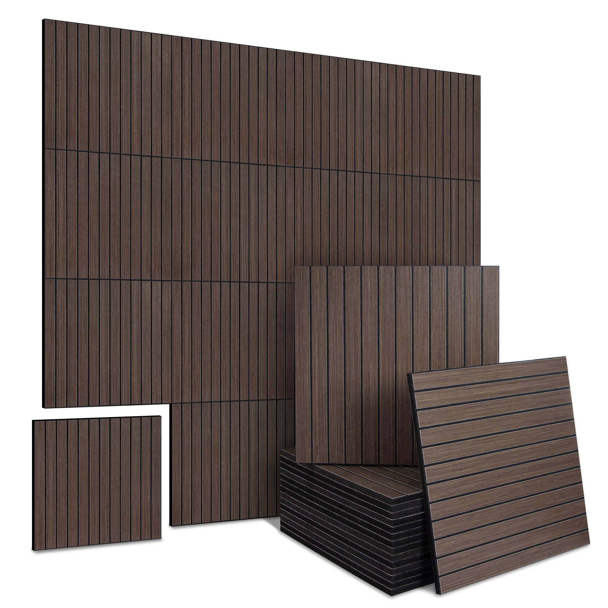 Walnut PET Peel and Stick Acoustic Wall Paneling