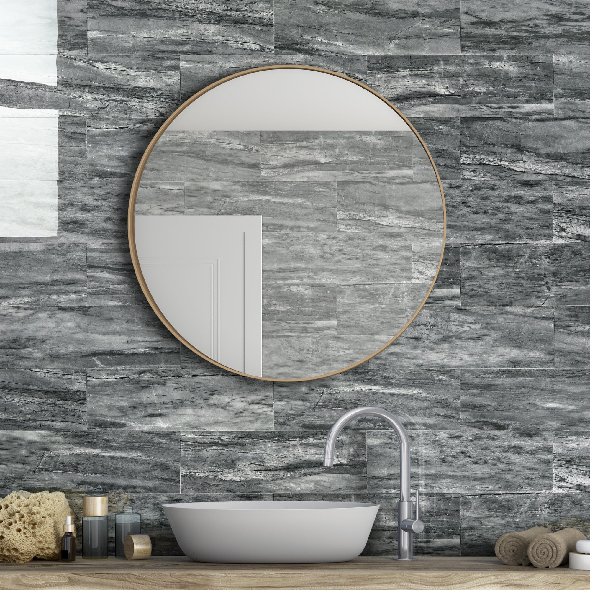 4x12" Subway Pietra Grey Peel and Stick Backsplash Tile