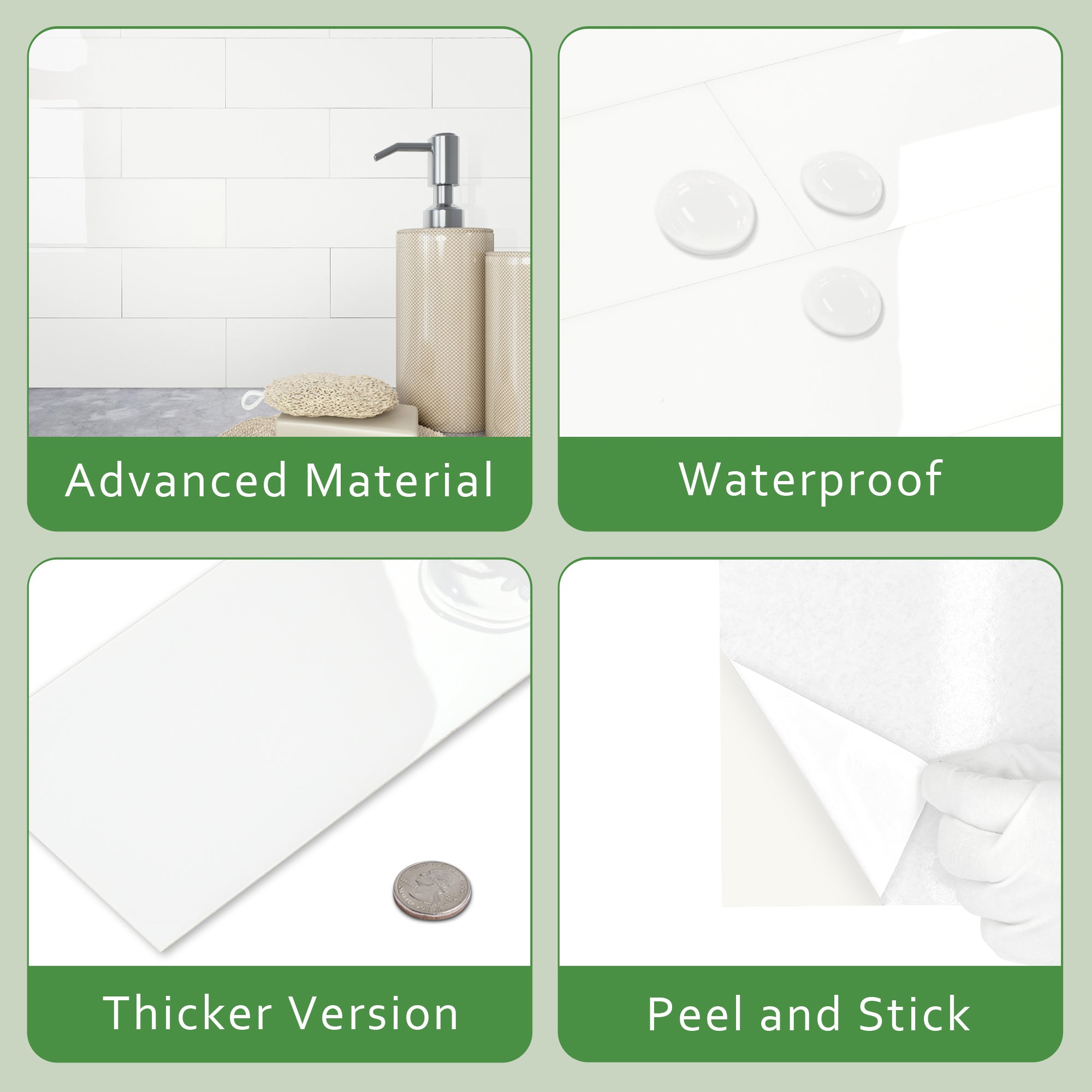 4x12" Subway Pure White Peel and Stick Backsplash Tile