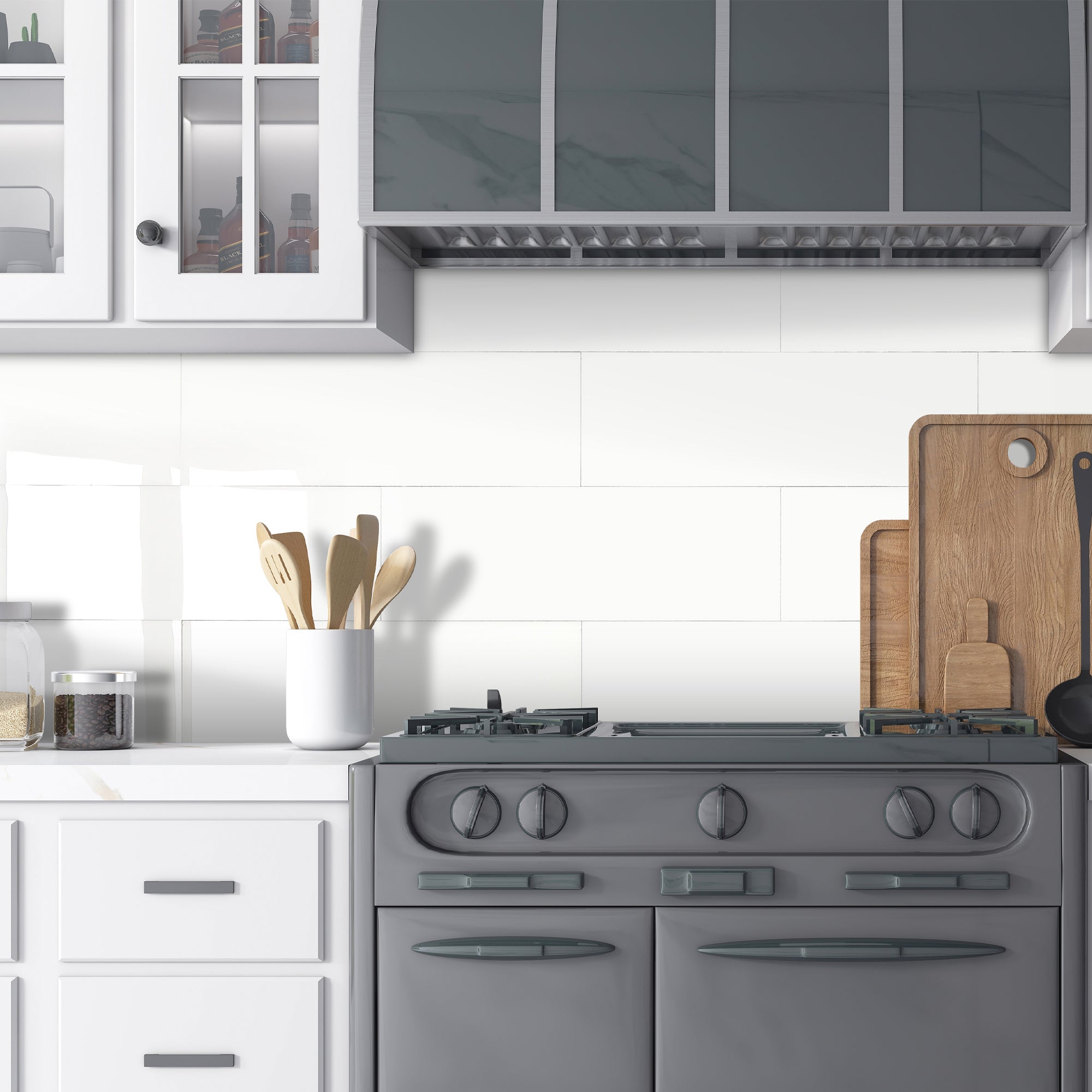 4x12" Subway Pure White Peel and Stick Backsplash Tile