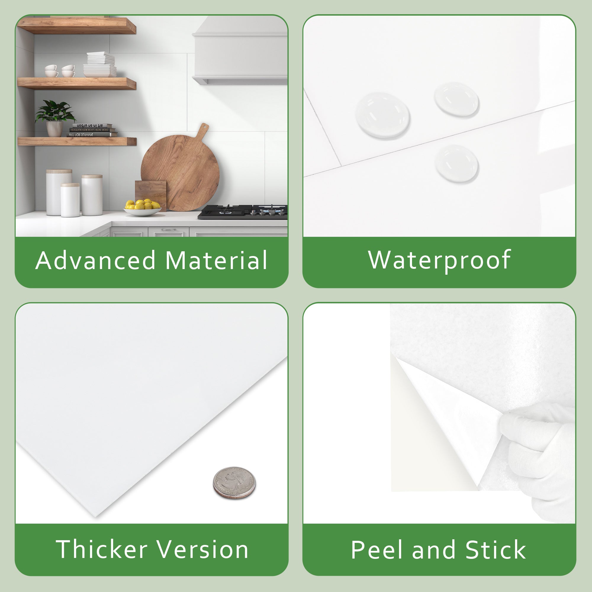 12x24" Subway Pure White Peel and Stick Backsplash Tile