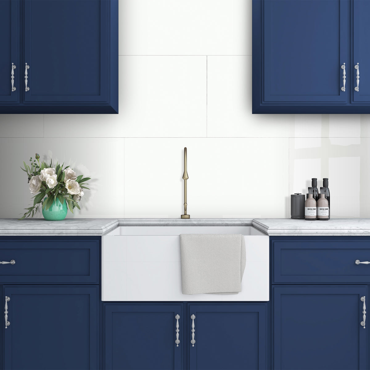 12x24" Subway Pure White Peel and Stick Backsplash Tile