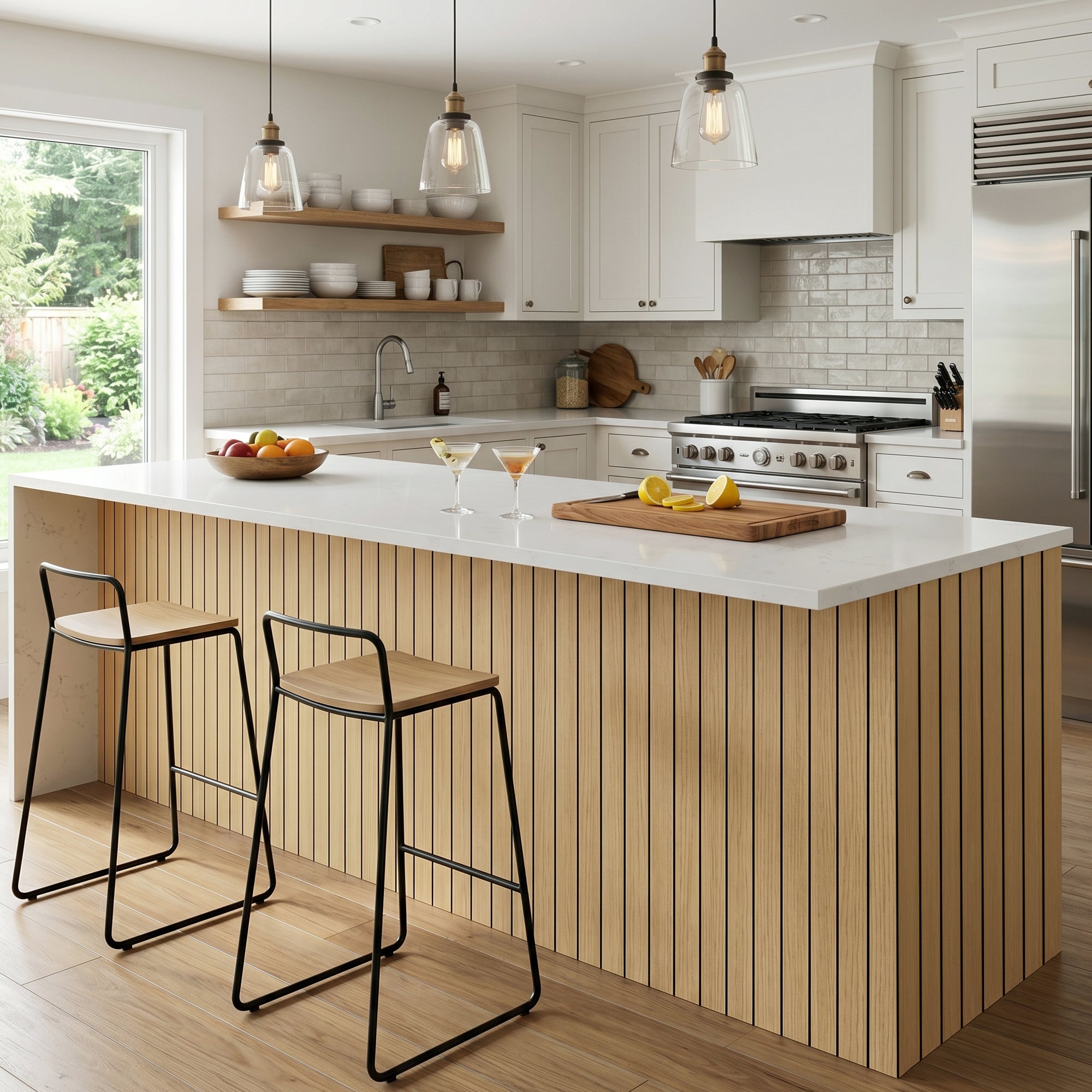 Natural Oak Wood Grain Peel and Stick Wall Paneling Roll