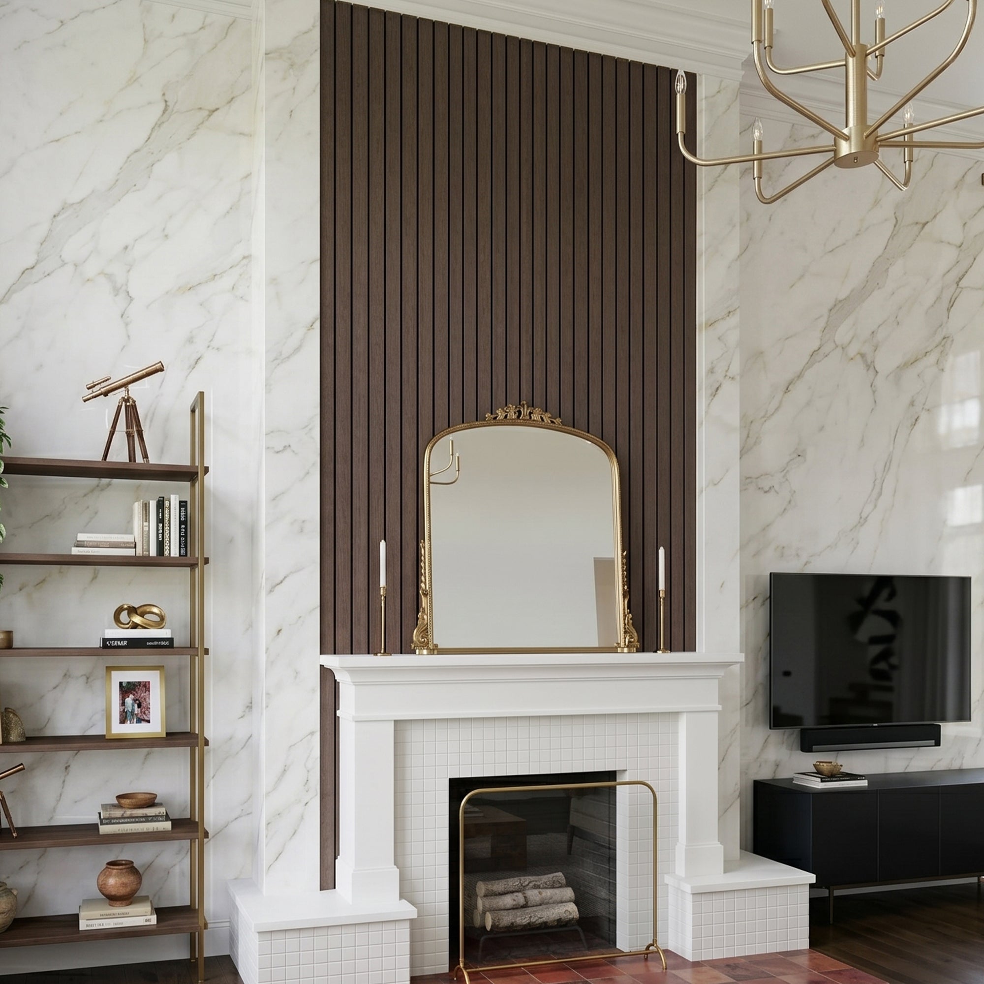 Walnut Wood Grain Peel and Stick Wall Paneling Roll