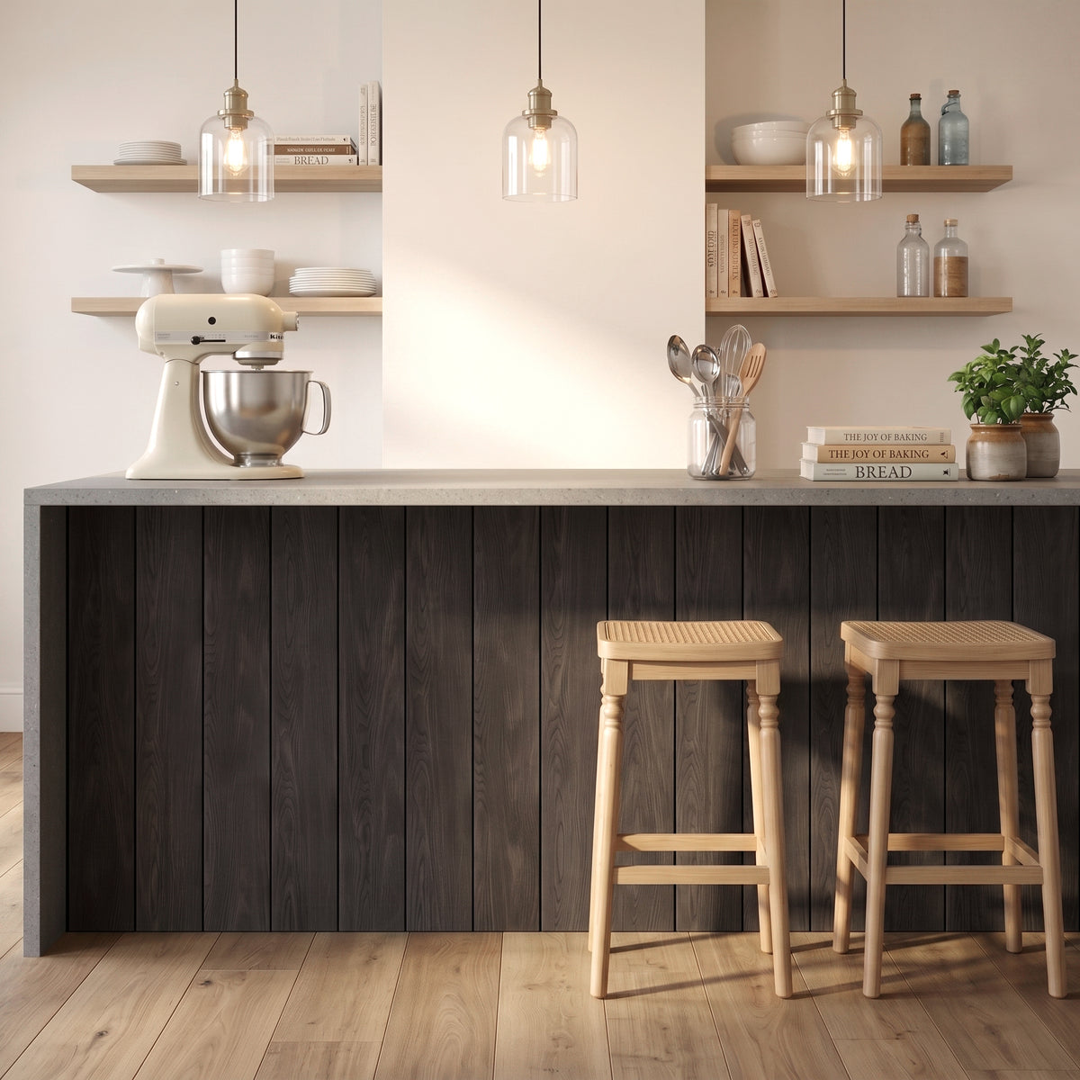 Smoke Oak Peel and Stick Acoustic Wall Plank