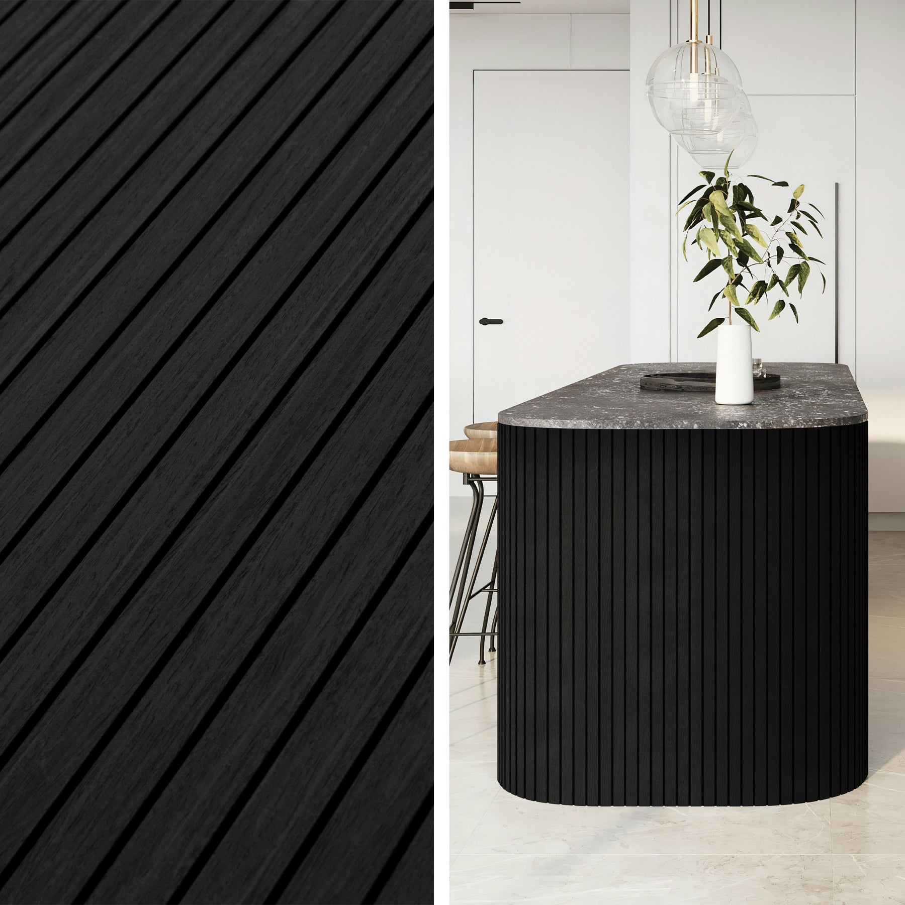 Black Oak Wood Slat Acoustic Panels Decorative Wall Paneling