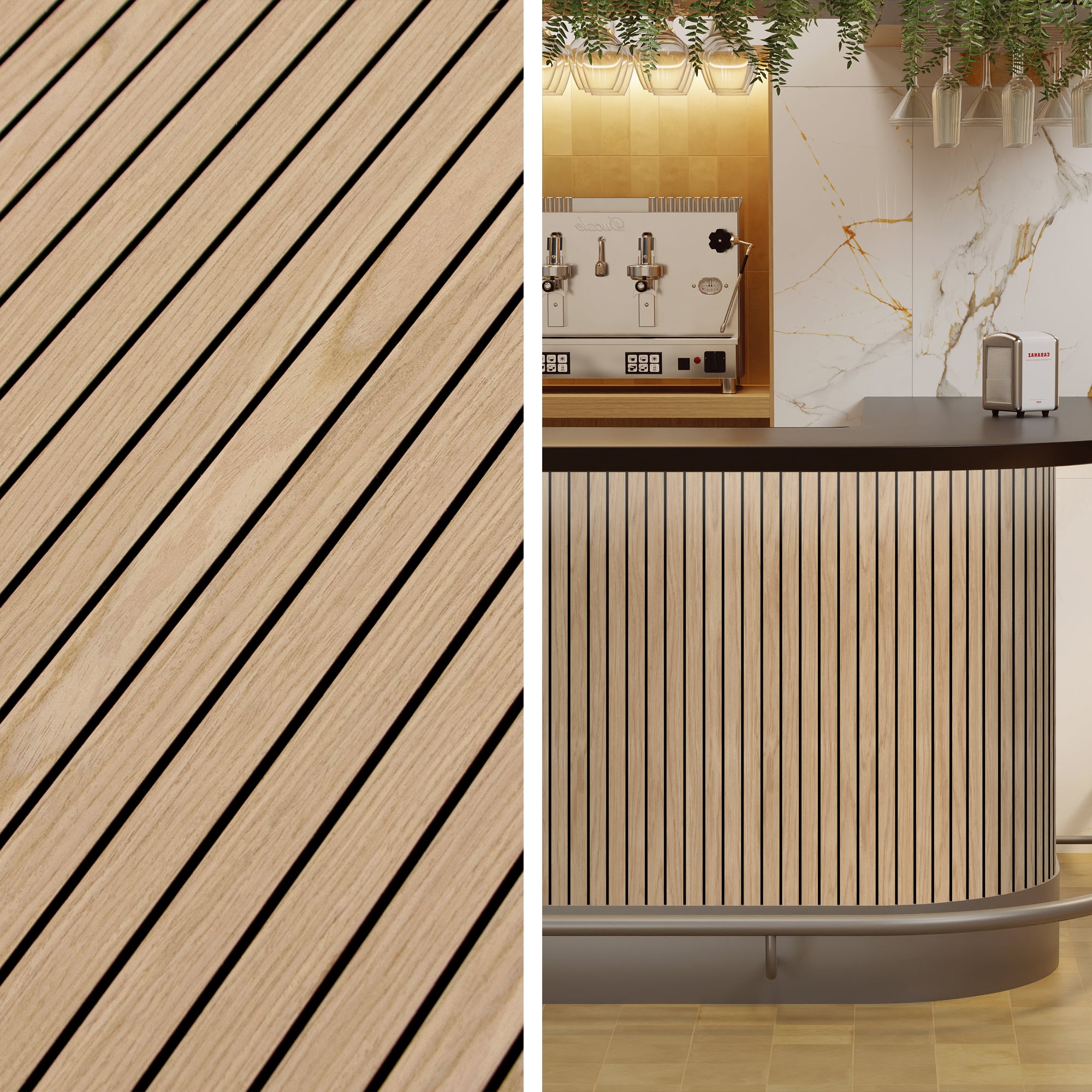 Natural Oak Wood Slat Acoustic Panels Decorative Wall Paneling