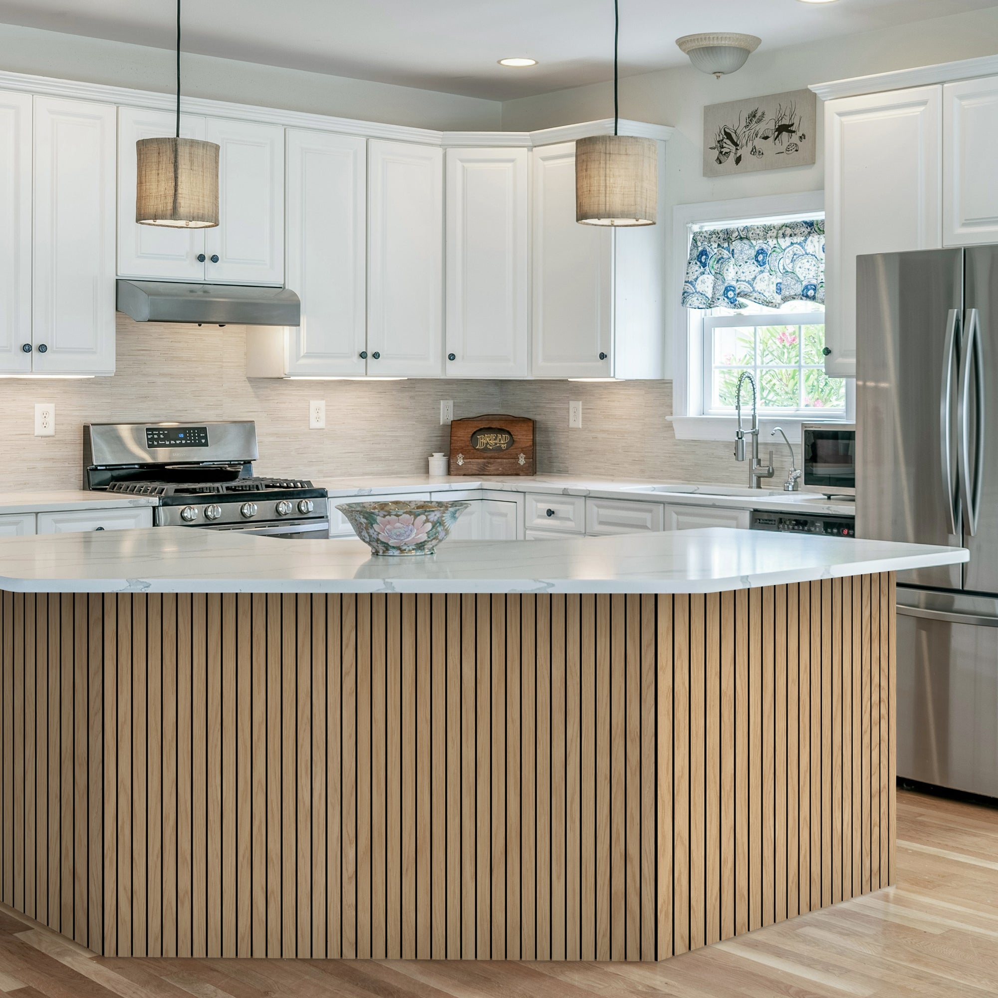 Natural Oak Wood Slat Acoustic Panels Decorative Wall Paneling