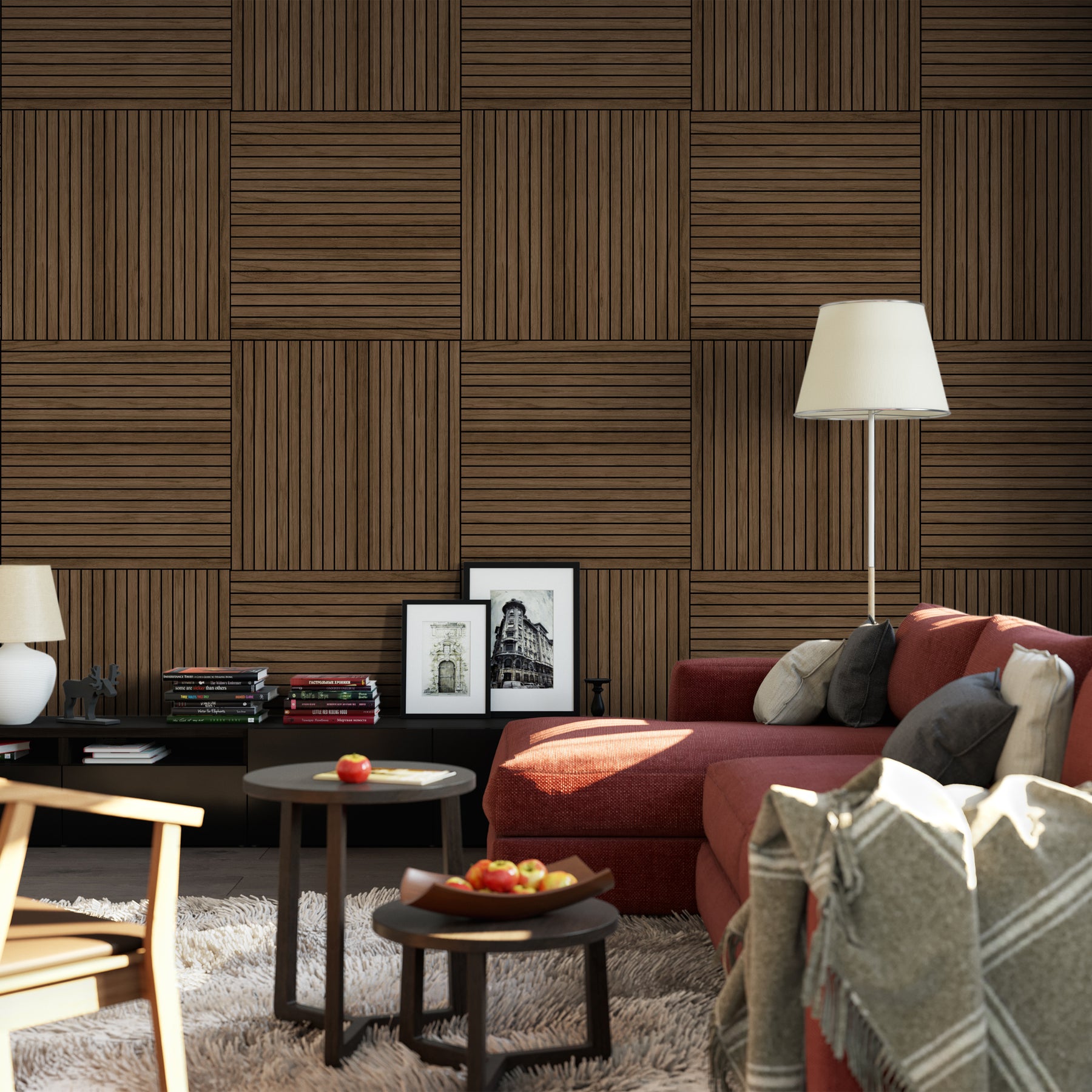 Walnut Wood Slat Acoustic Panels Decorative Wall Paneling