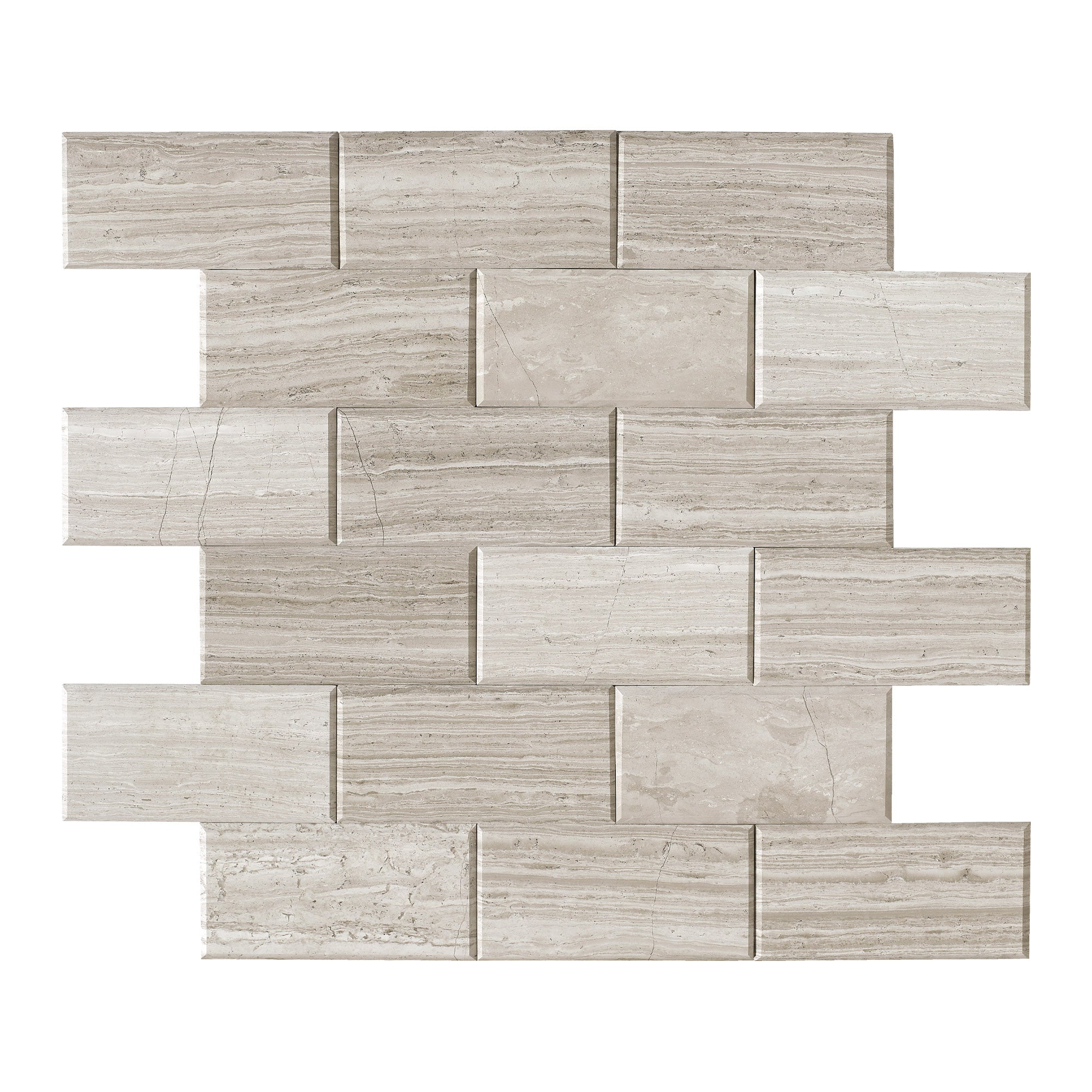 Subway Gray Wood Natural Marble Peel and Stick Backsplash Tile