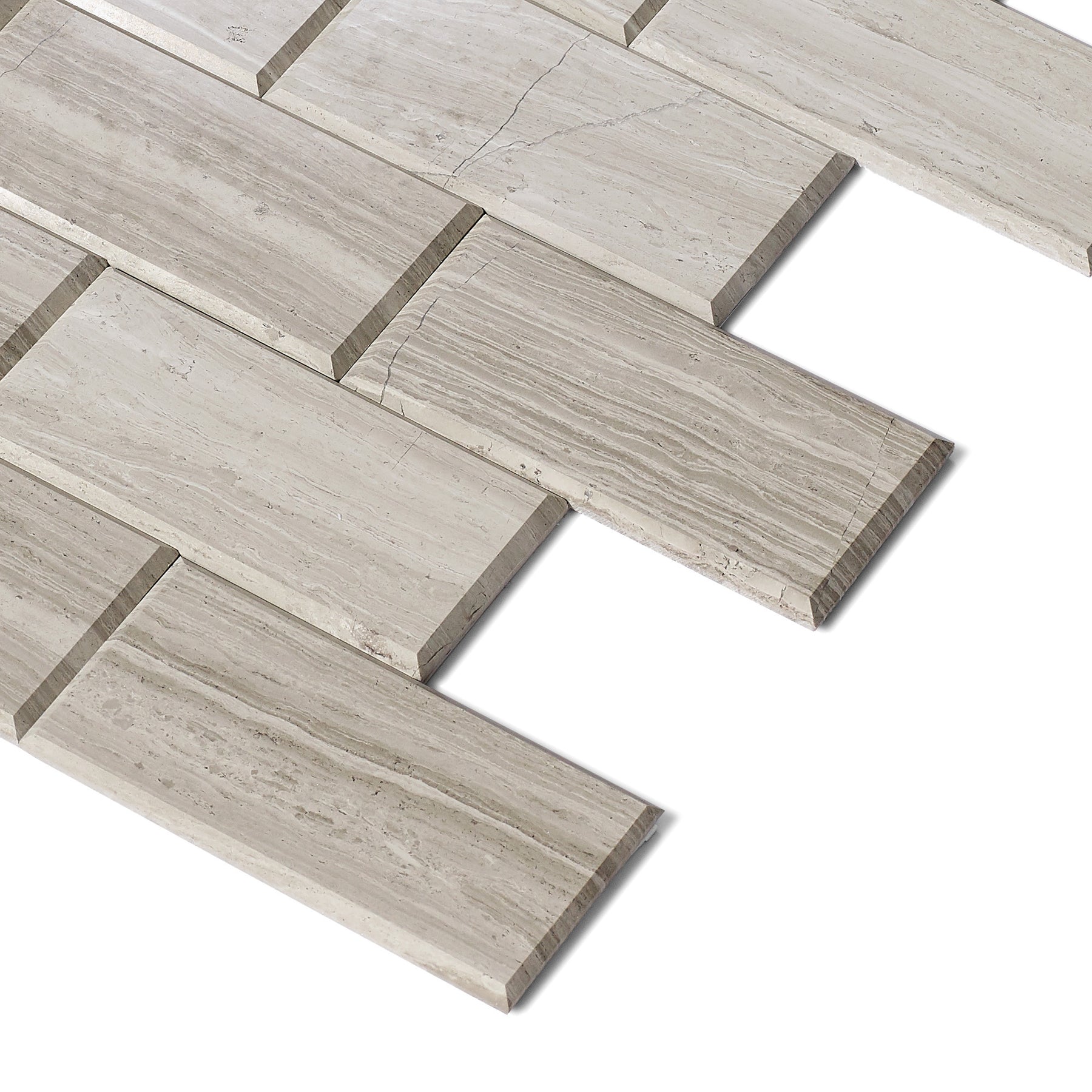 Subway Gray Wood Natural Marble Peel and Stick Backsplash Tile