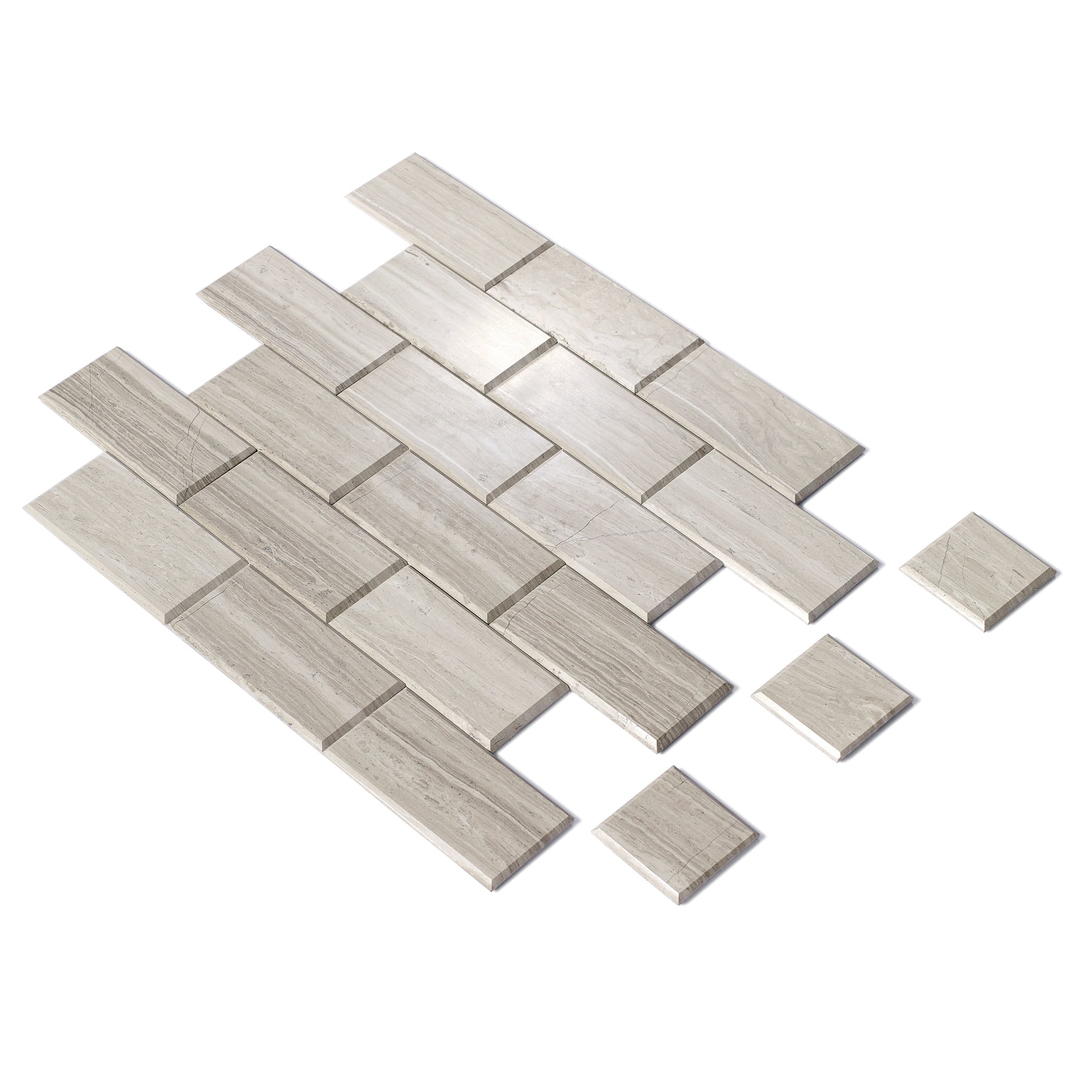 Subway Gray Wood Natural Marble Peel and Stick Backsplash Tile