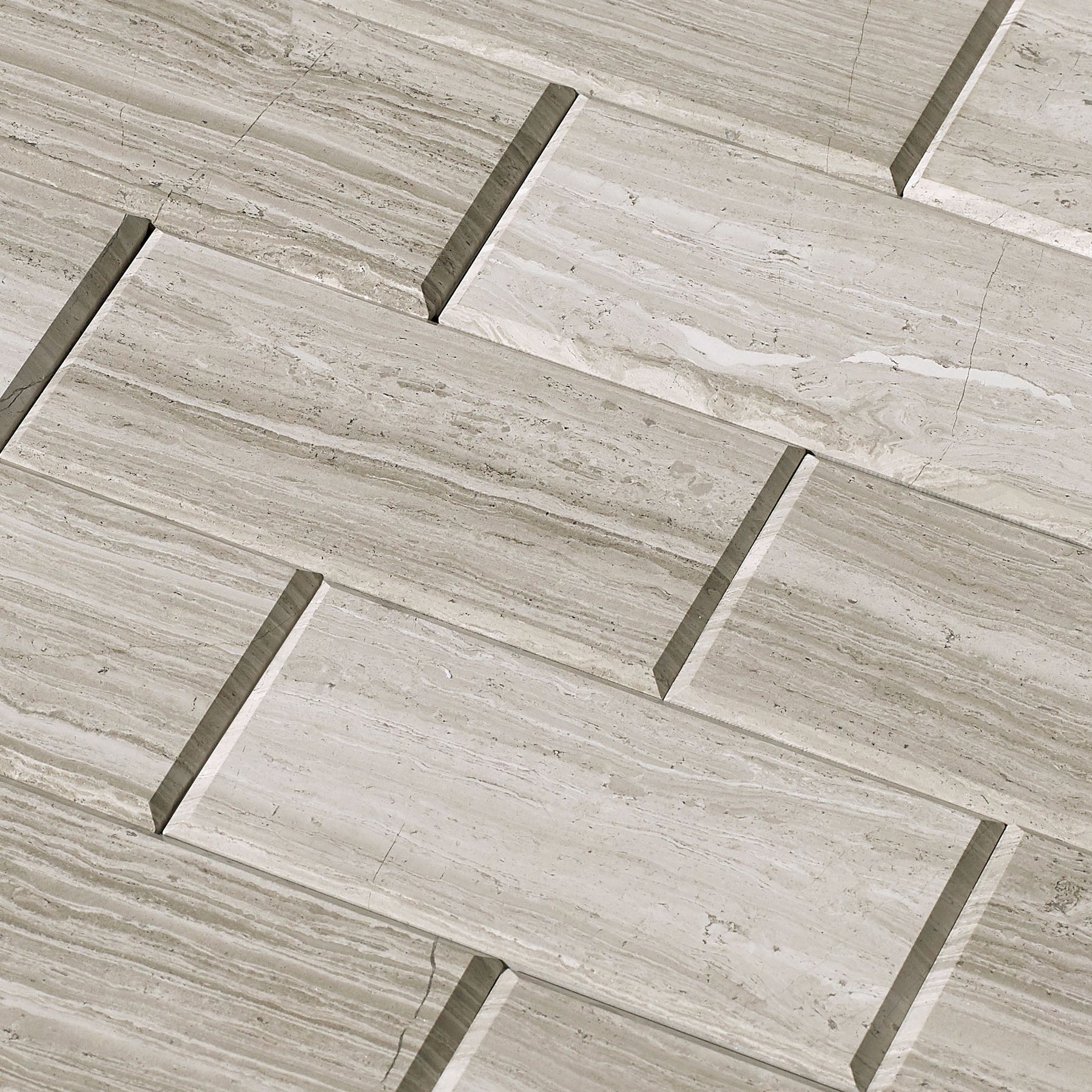 Subway Gray Wood Natural Marble Peel and Stick Backsplash Tile