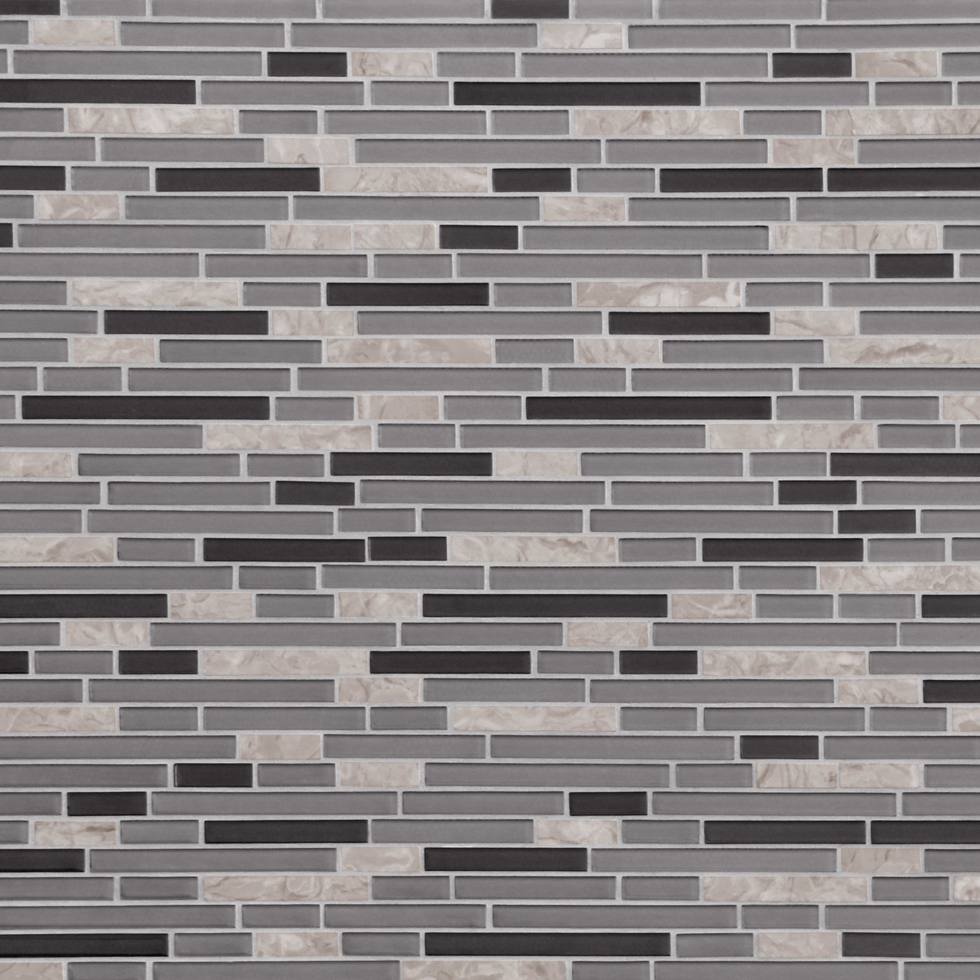 Interlocking Gray and Black Glossy Glass Wall Mosaic Tile