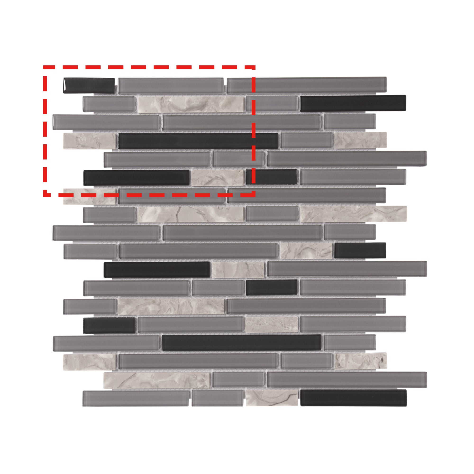 Interlocking Gray and Black Glossy Glass Wall Mosaic Tile