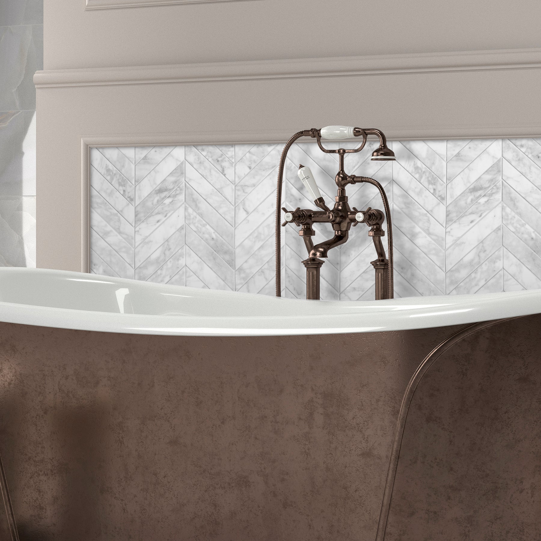 Carrara White Chevron Marble Floor And Wall Mosaic Tile