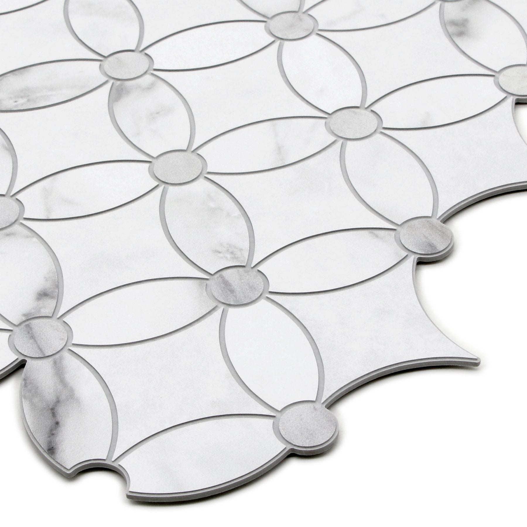 Carrara White Coin Waterjet Peel and Stick Backsplash Tile