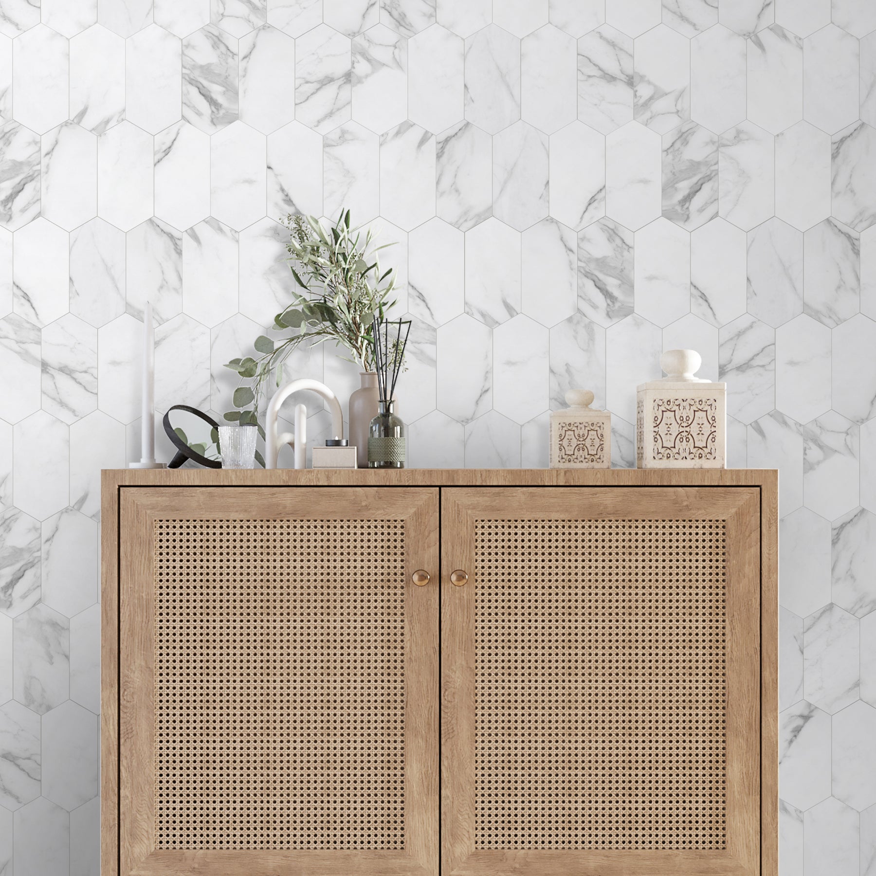Calacatta Gold Long Hexagon Peel And Stick Backsplash Tile