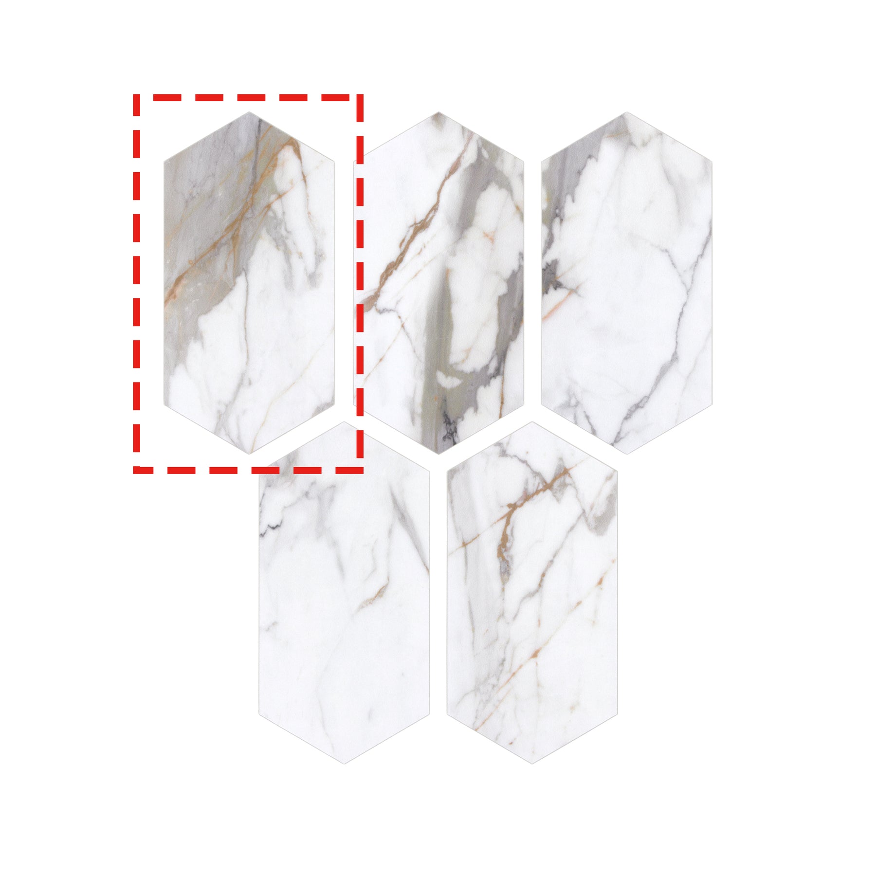 Calacatta Gold Long Hexagon Peel And Stick Backsplash Tile