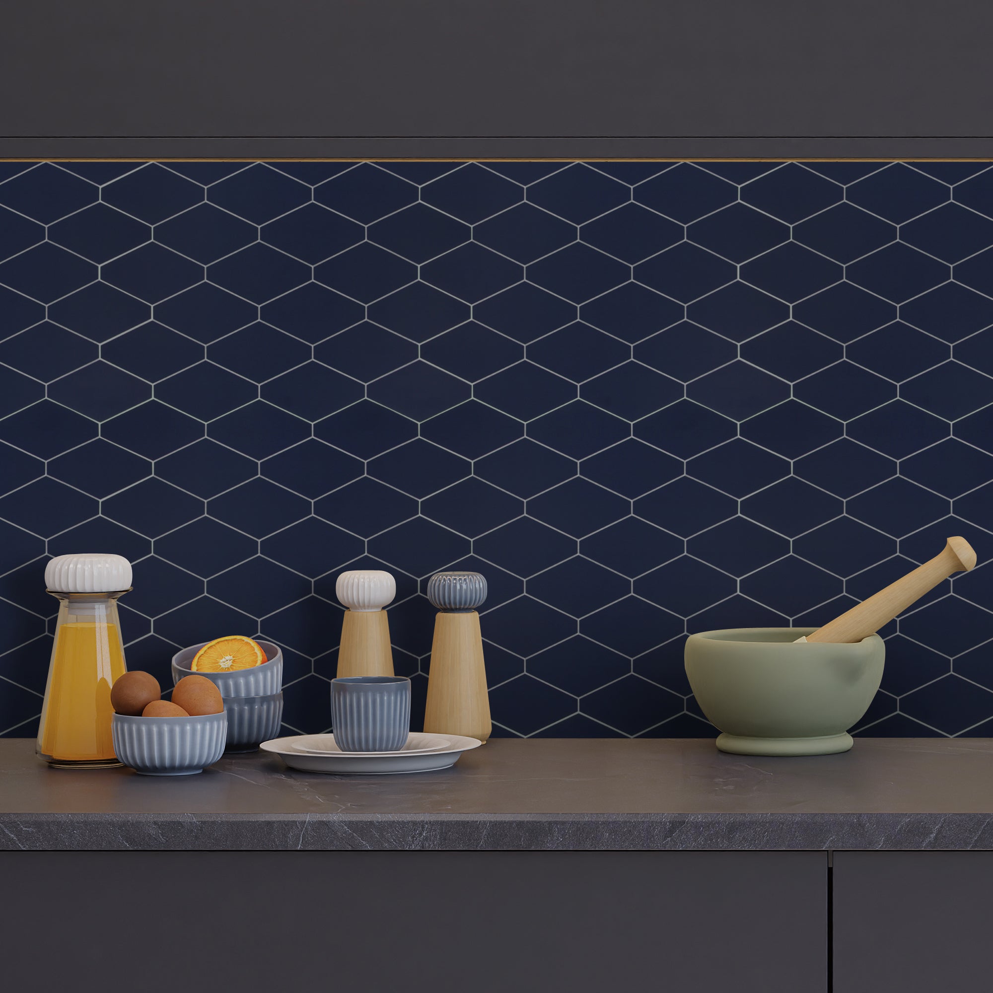 Diamond Navy Blue Peel and Stick Backsplash Tile