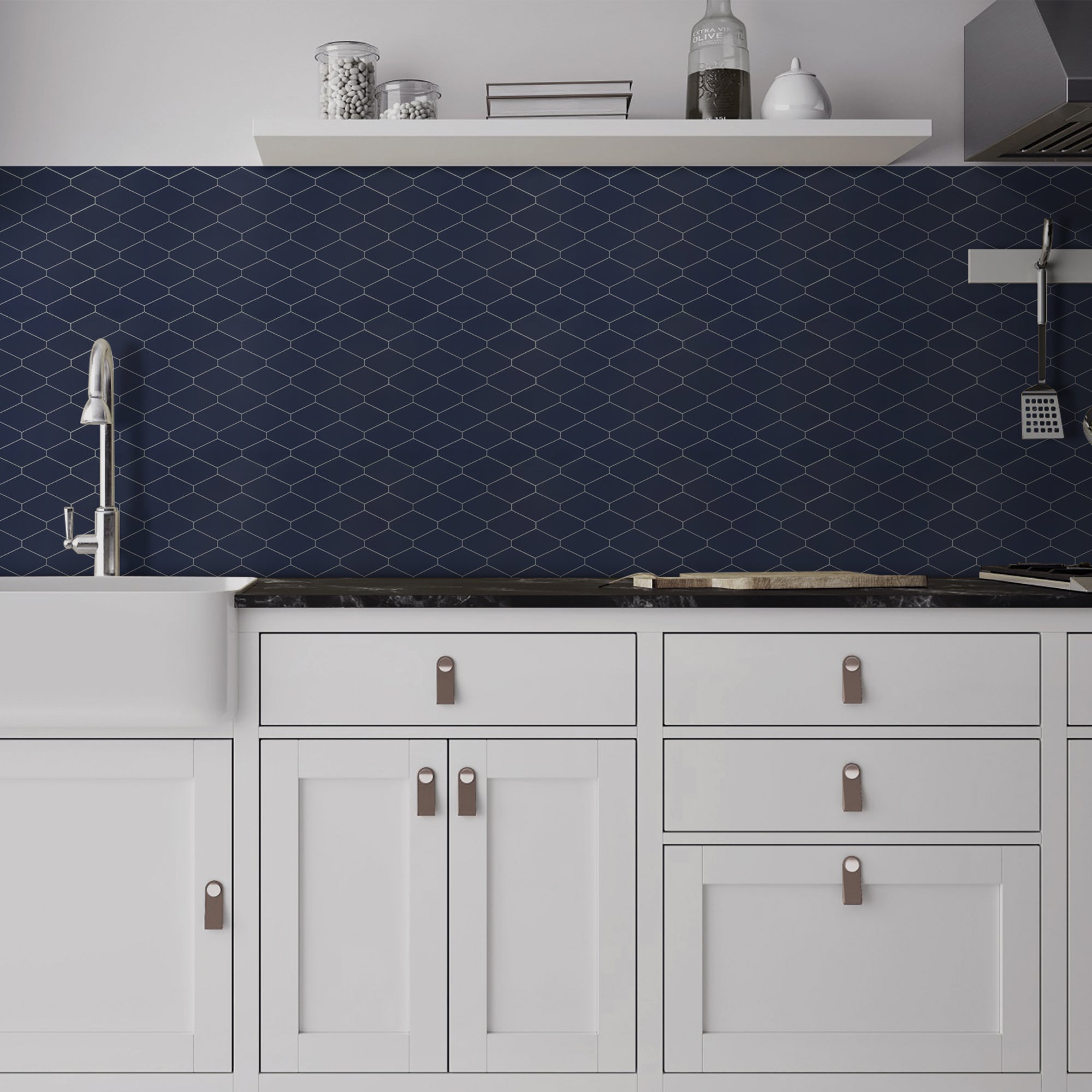 Diamond Navy Blue Peel and Stick Backsplash Tile