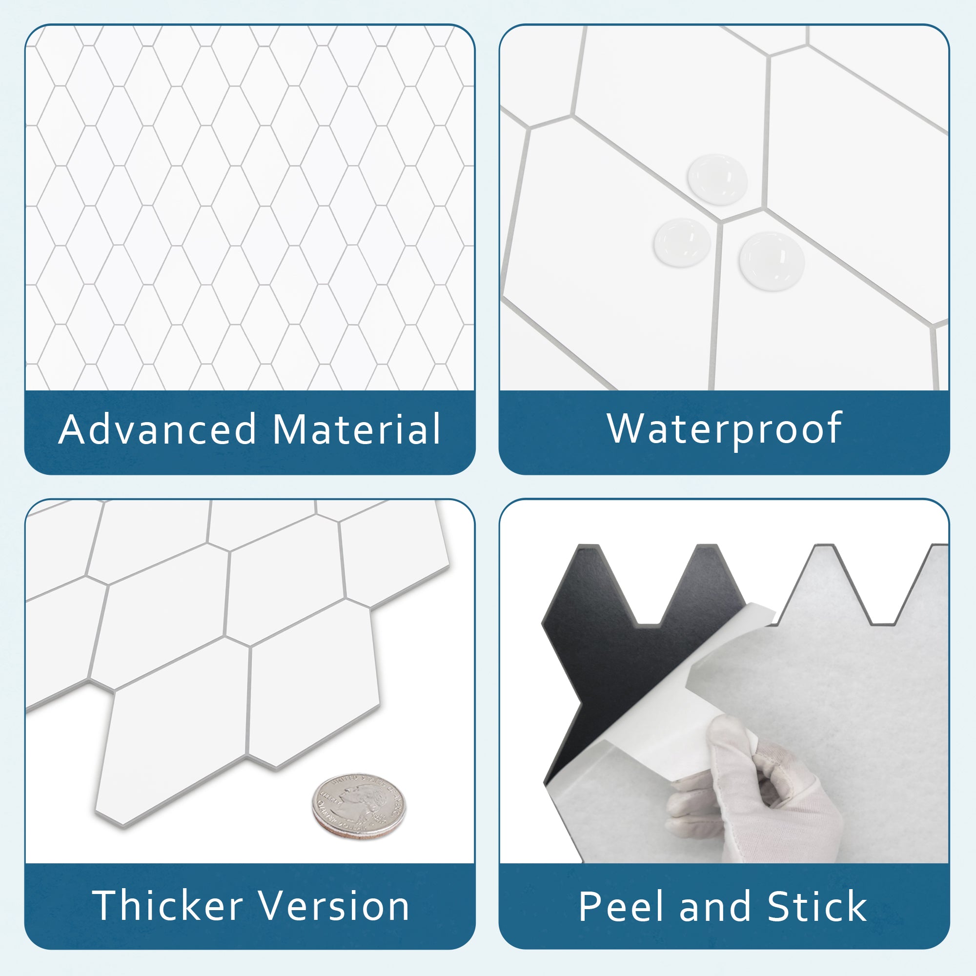 Diamond White Peel and Stick Backsplash Tile