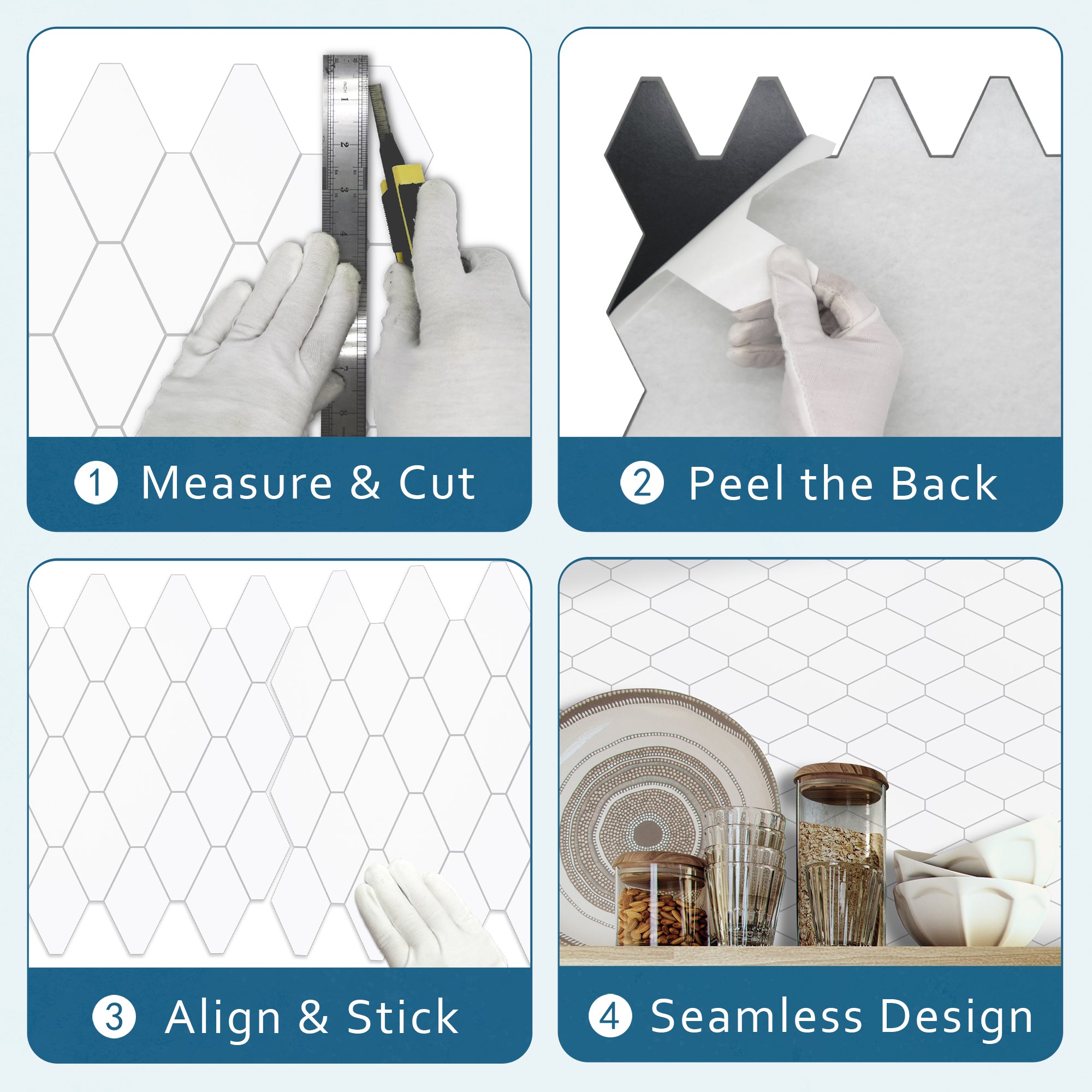 Diamond White Peel and Stick Backsplash Tile