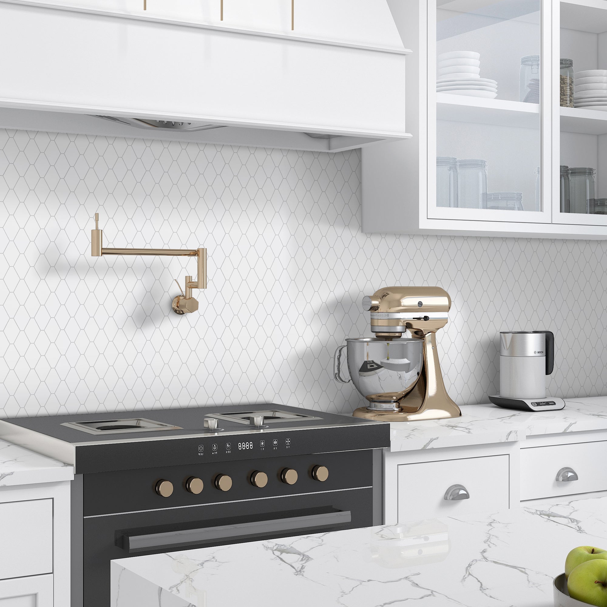 Diamond White Peel and Stick Backsplash Tile