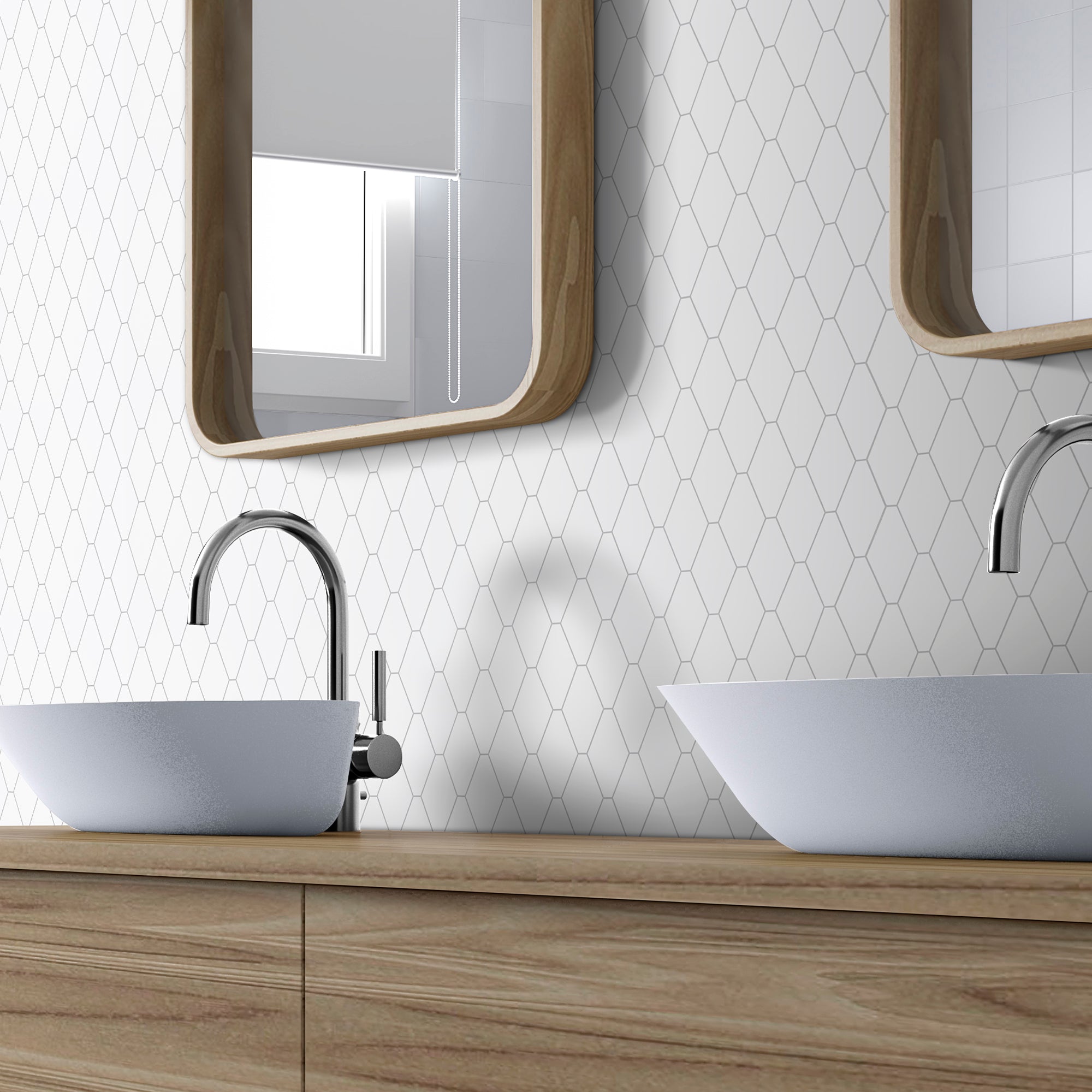 Diamond White Peel and Stick Backsplash Tile