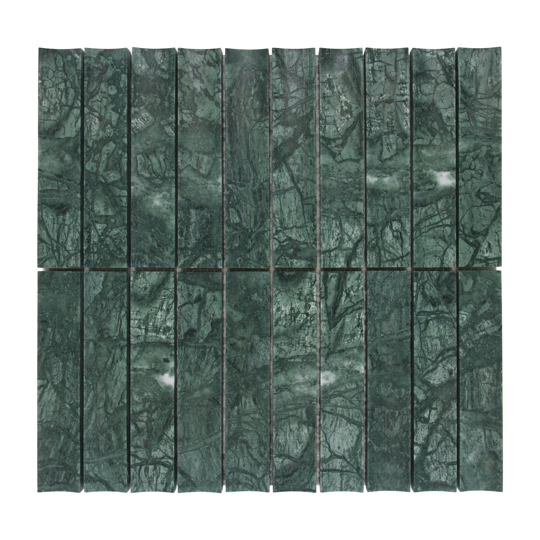 Stacked Indian Green Flucted Natural Marble Wall Mosaic Tile