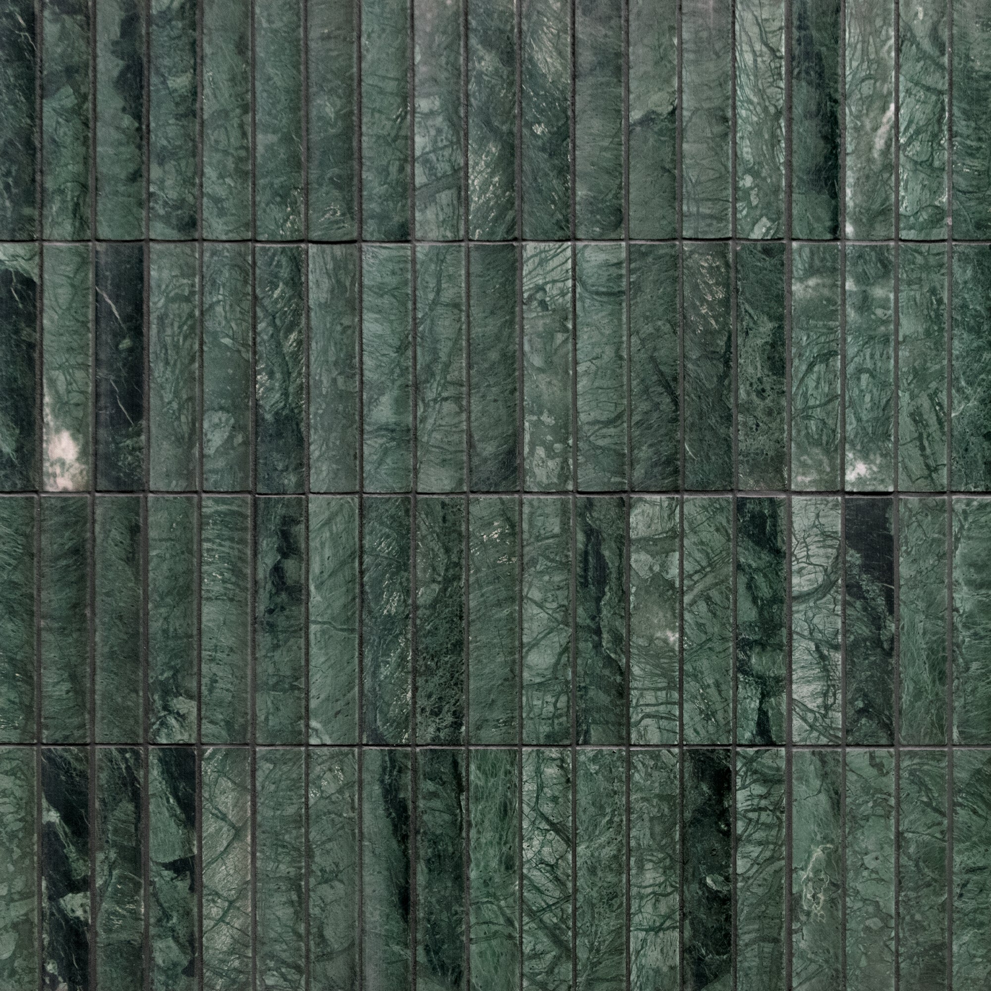 Stacked Indian Green Fluted Natural Marble Wall Mosaic Tile